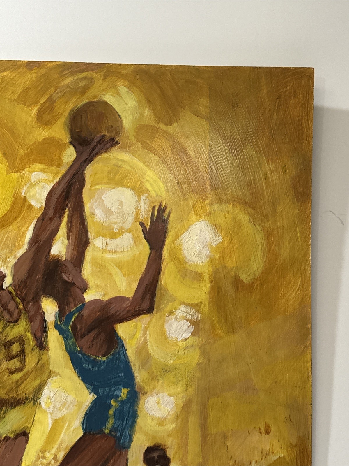 RALPH HULETT PAINTING BASKETBALL GAME PLAYERS VINTAGE LISTED FAMOUS SPORTS LARGE