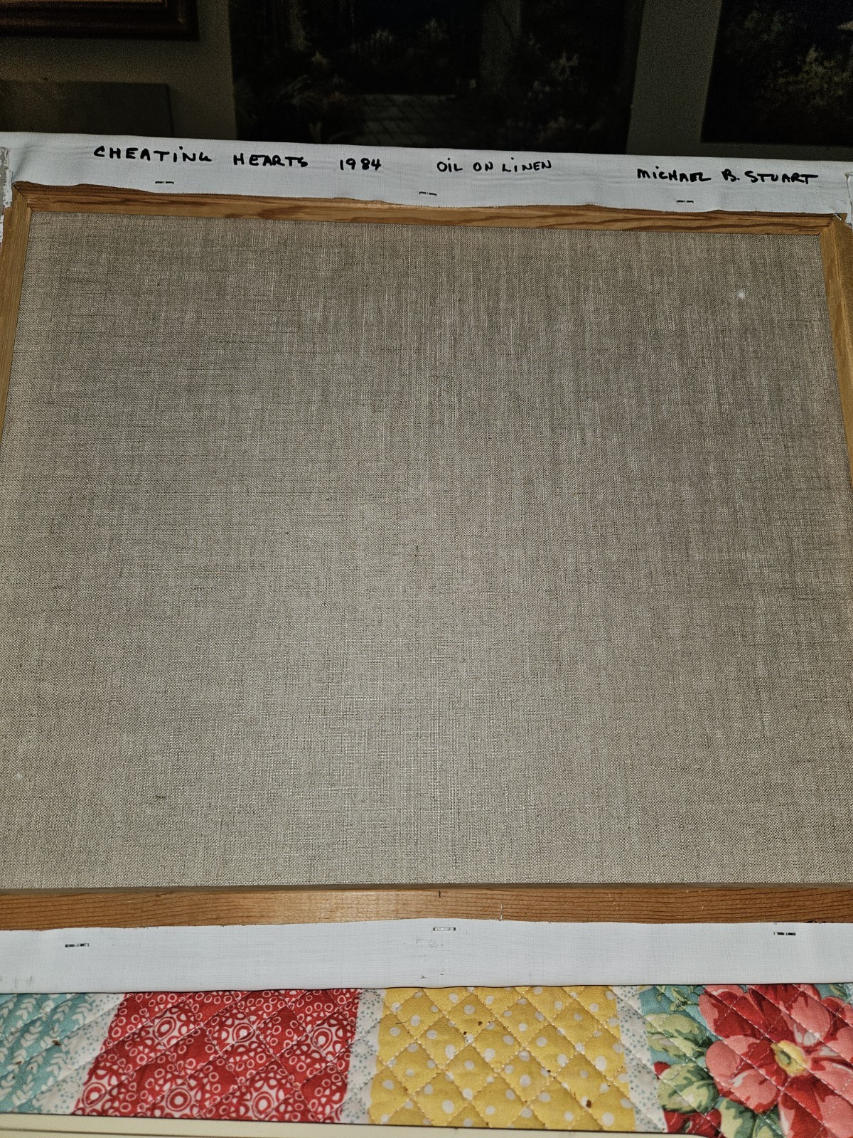 Original VTG 1984 Abstract Art Oil On Linen «Cheating Hearts» Michael B.Stuart