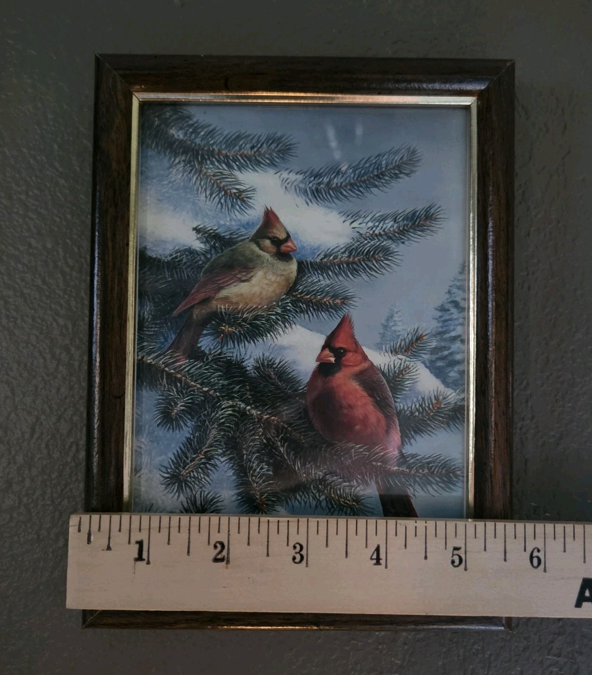 Set of 2 Original Cardinal Birds male & female paintings framed