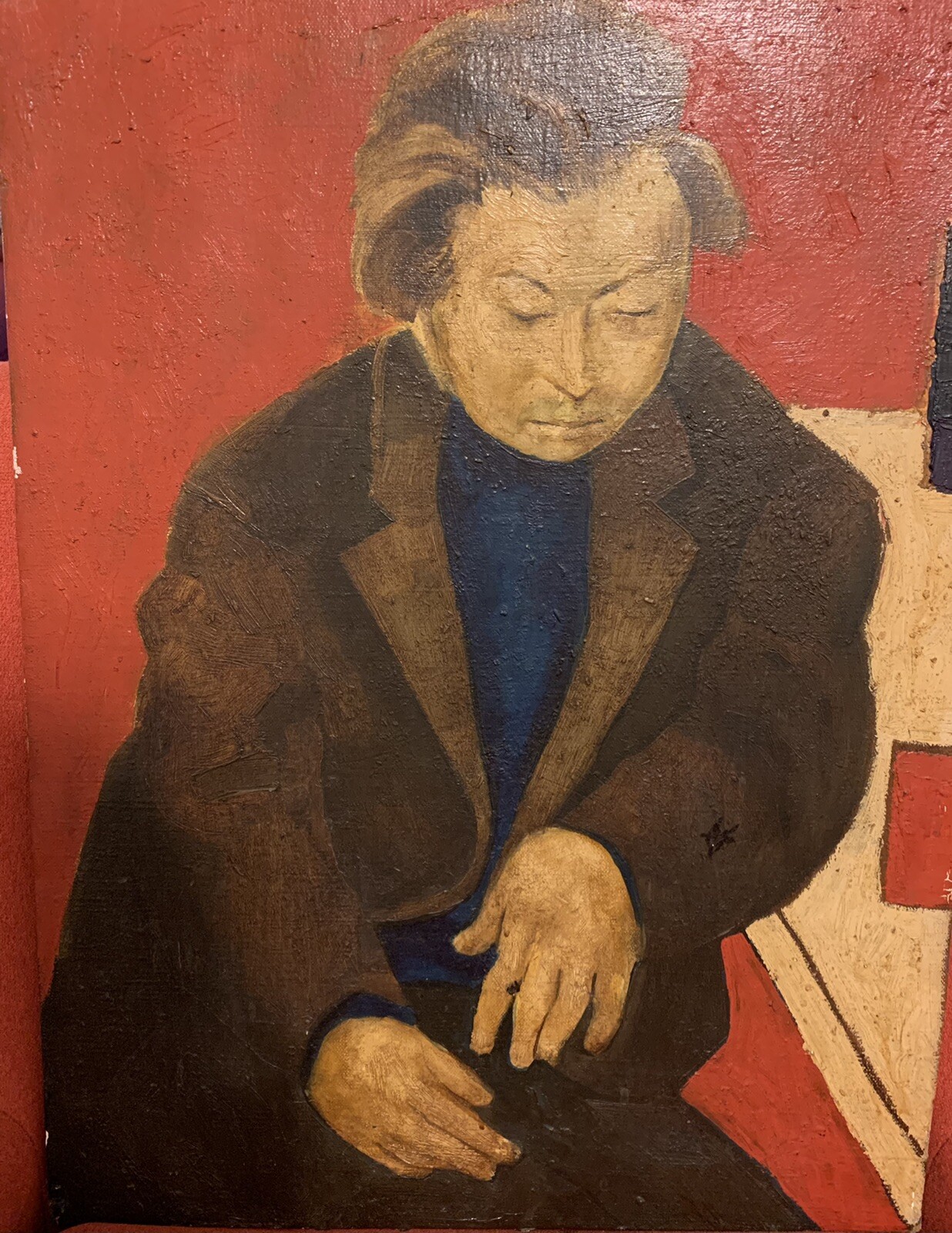 Portrait of Asian Man. Oil on Canvas. Circa 1940.