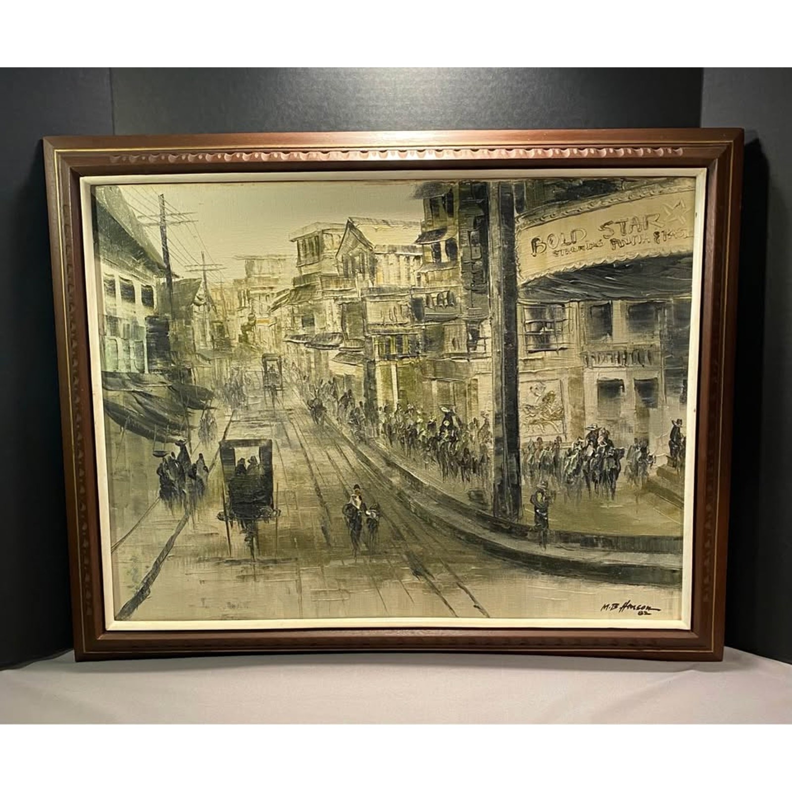 Original Oil Painting Street Scene New Orleans by M.B. Hanson 1982 28 X 22″