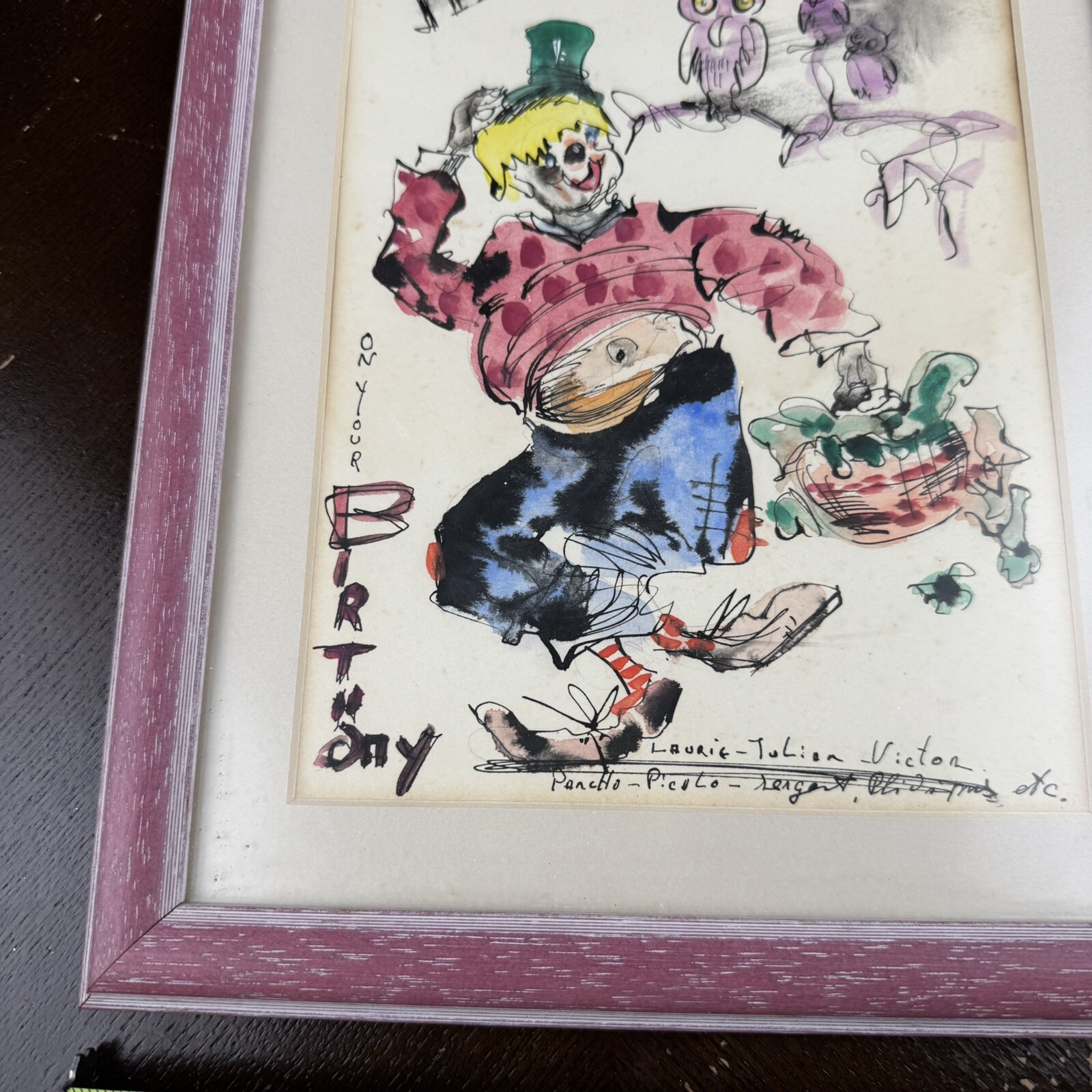Original Signed Framed Art Dancing Clown Gypsy Laurie Julian Victor Pancho Picol