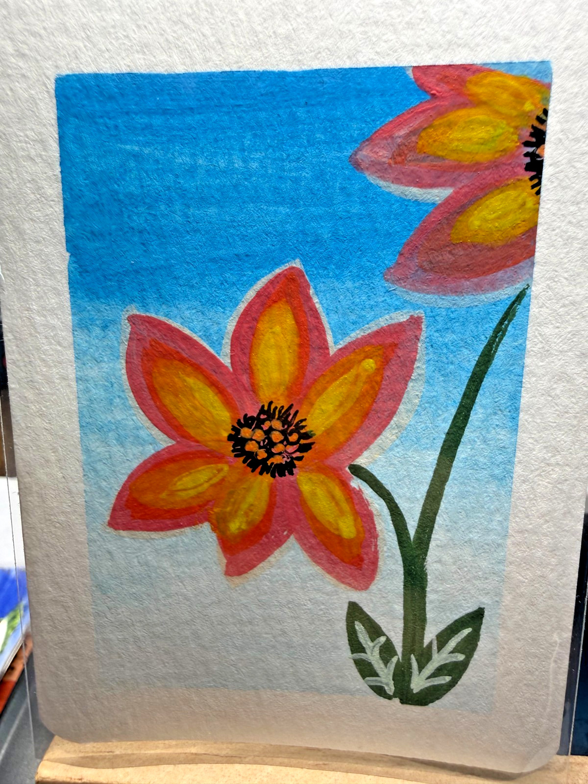 ACEO Original OOAK Signed (Not a Print) «Happy Flowers» Floral & Sky