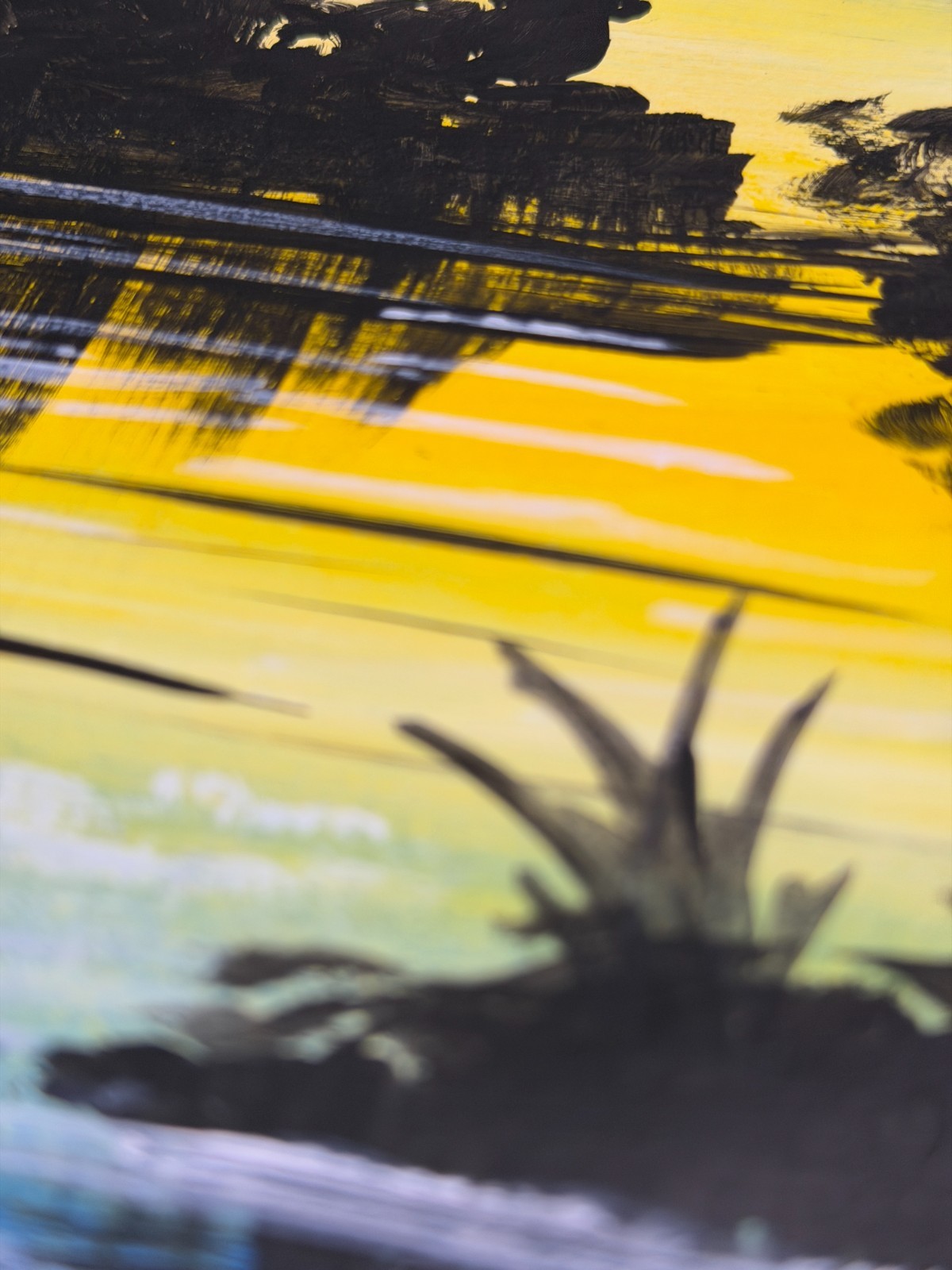 Abstract Landscape Lake – Acrylic Painting 14×11″ Mixed Media Paper