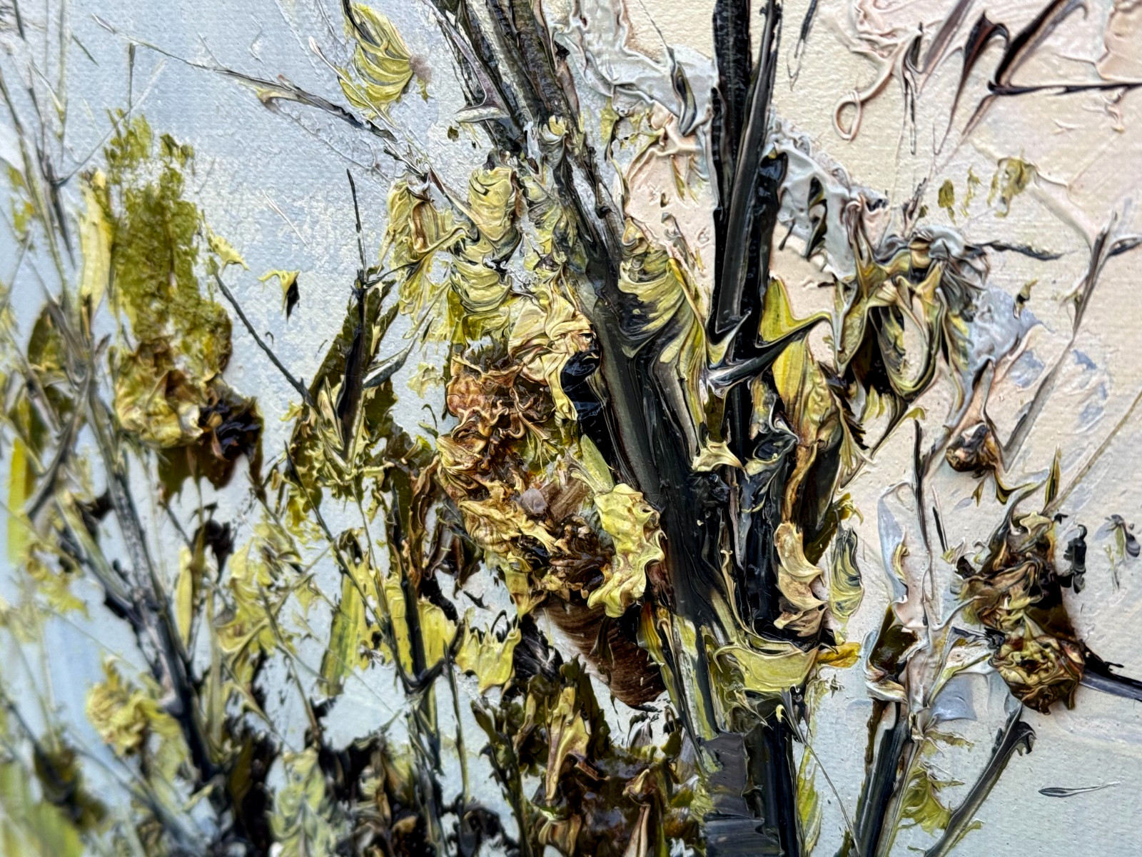 KEE FUNG NG K.F. OIL PAINTING CHINESE ASIAN ORIGINAL THICK IMPASTO PALETTE KNIFE