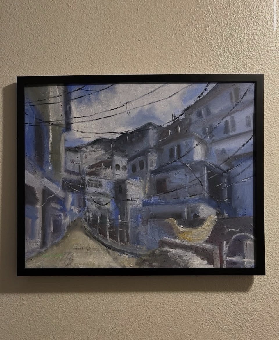 Original Oil Painting By John Keinath Jr, Blue Favelas, 2026
