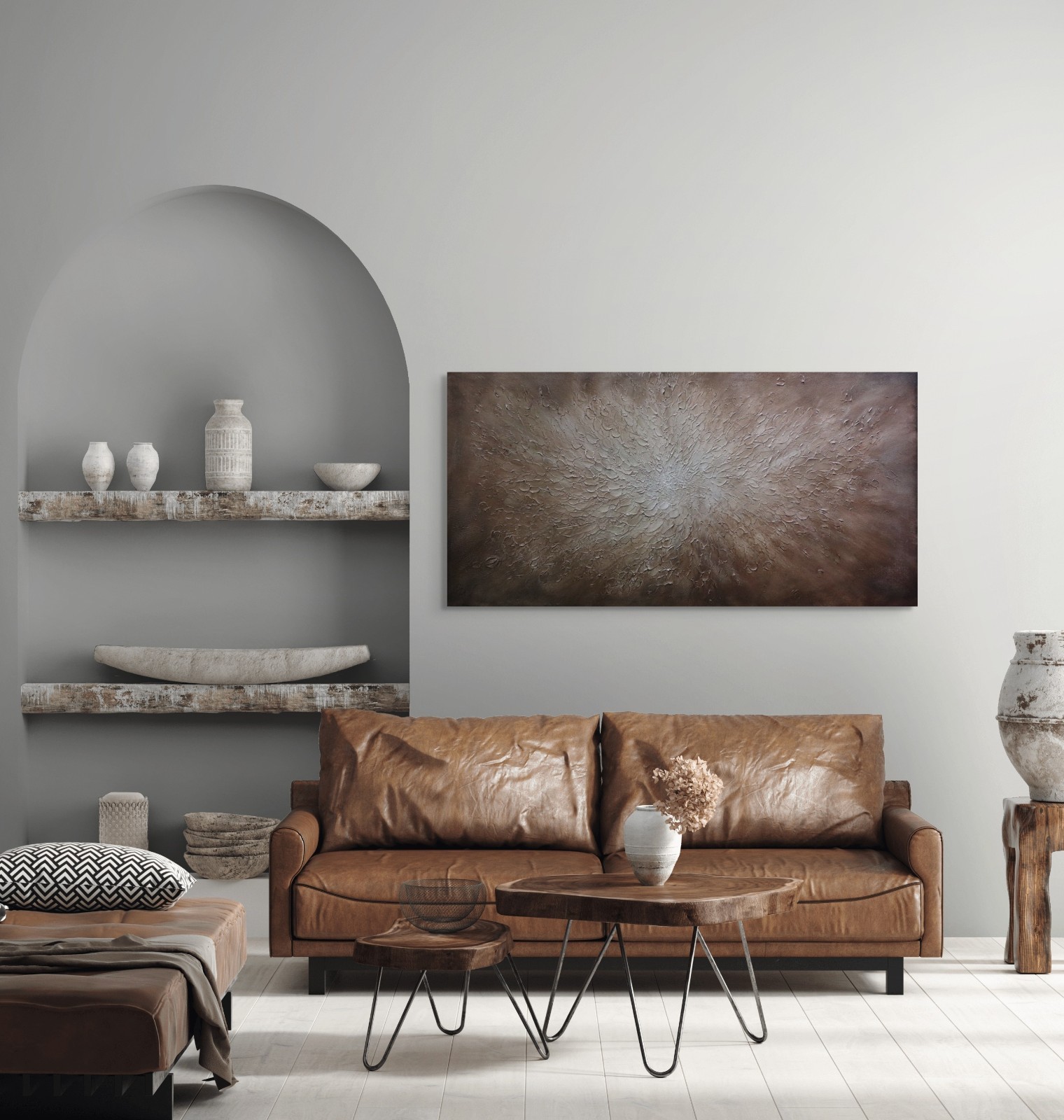 Large Neutral Abstract Painting Textured Earth Tone Wall Art Wabi Sabi Canvas