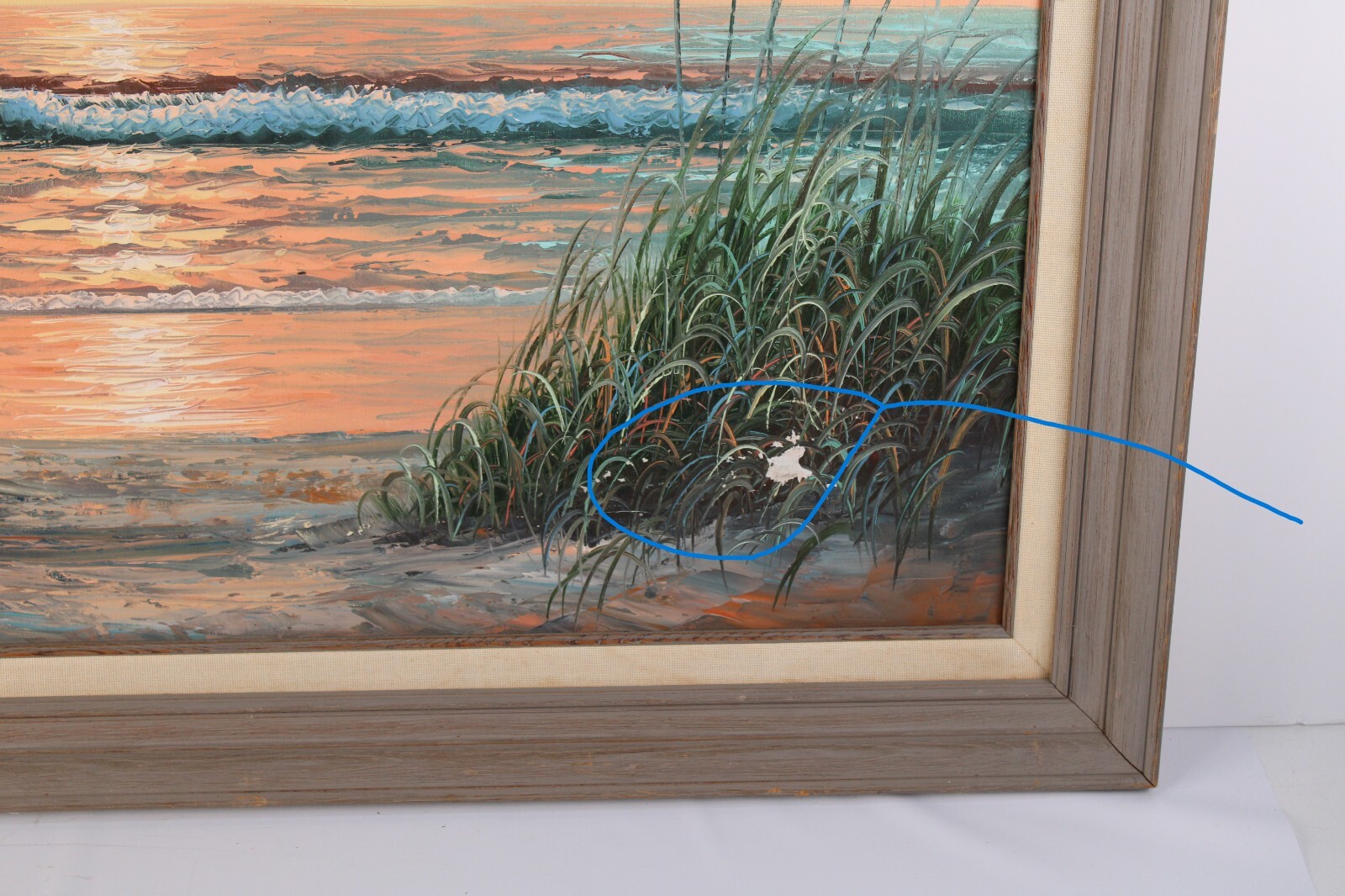 Vintage Sunset Seascape Beach Front Oil Painting On Canvas Signed Robertson