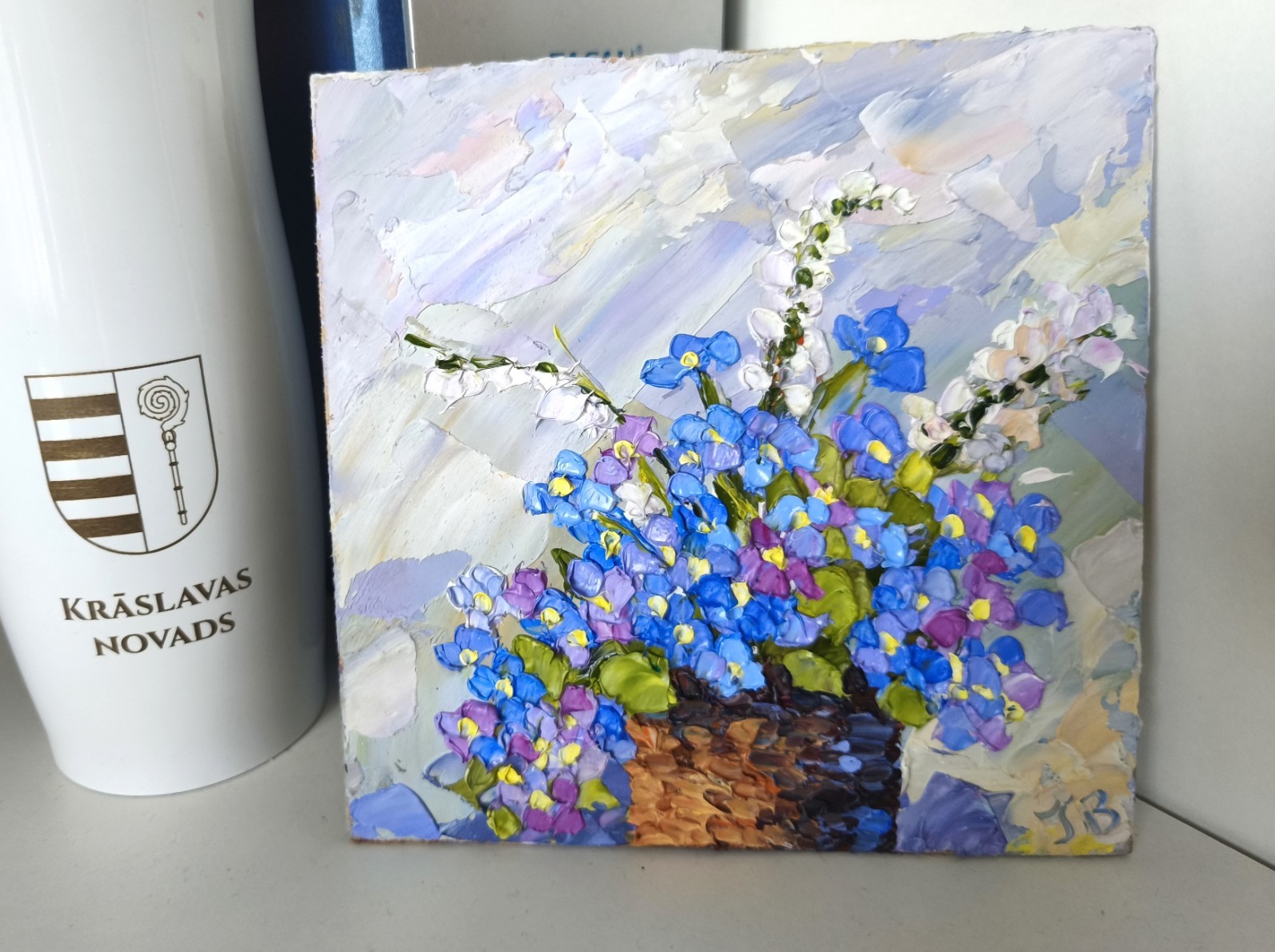 Forget‑Me‑Not Oil Painting Original on Panel 6×6 in Floral Art Signed Artwork