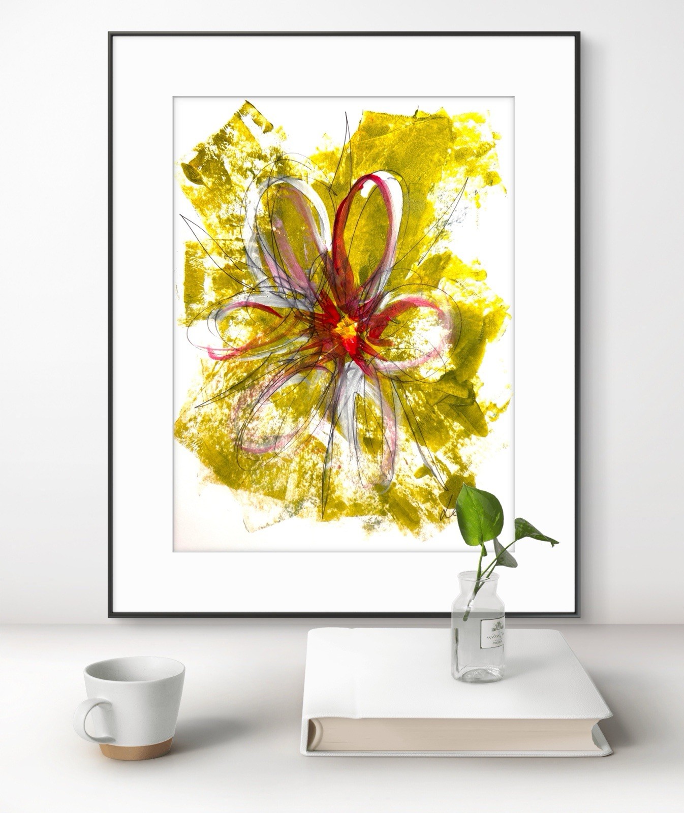 Original Abstract Expressionism 9X12 Flowers Paper Colorful Handmade Signed 9