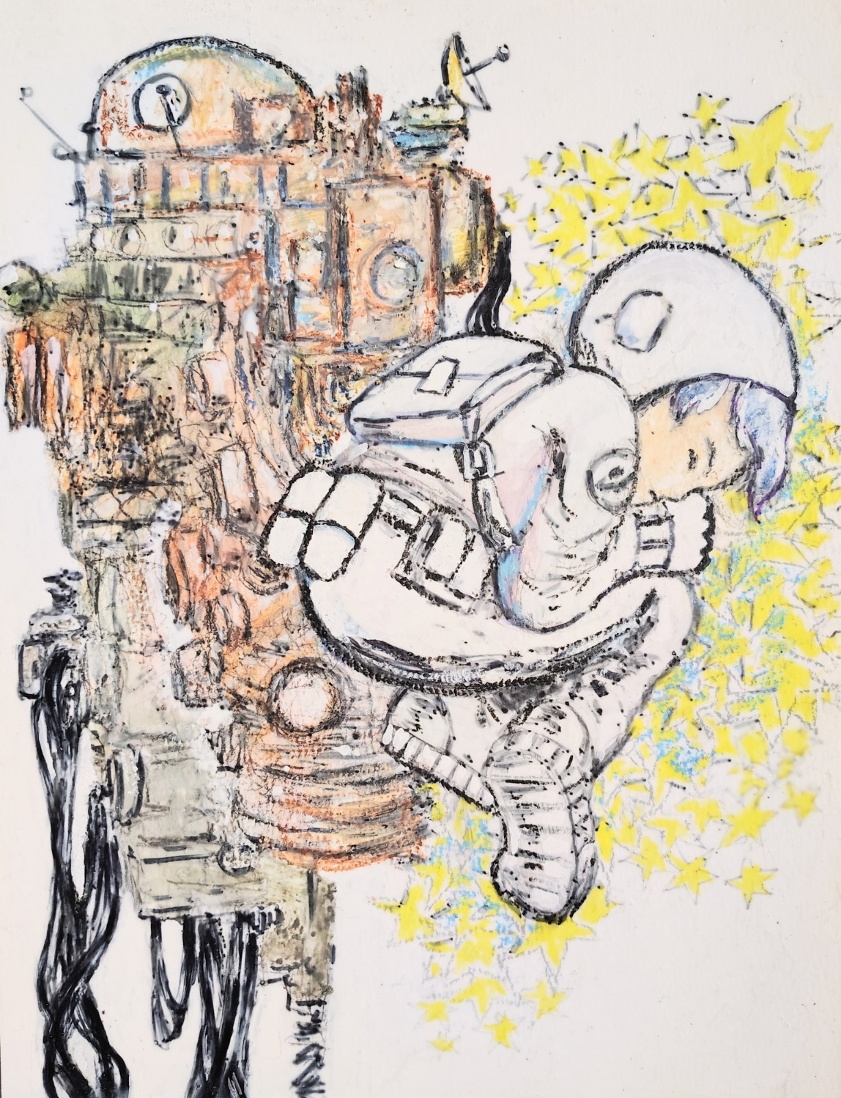 9 inch x 12 inch – Sci-fi Mixed-Media Drawing – NO FRAME by A. Avila