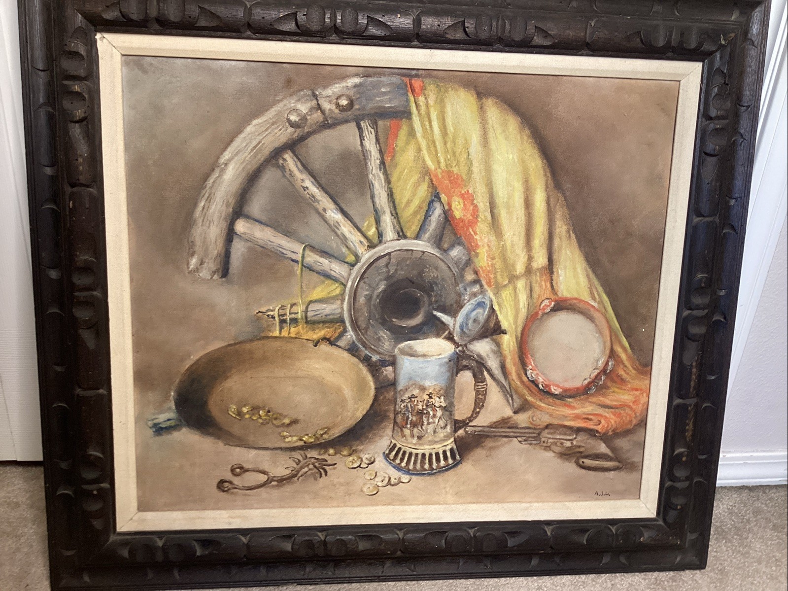 Rare 1940s Original Oil Painting – «The Quest for Fortune» – Hand-Painted