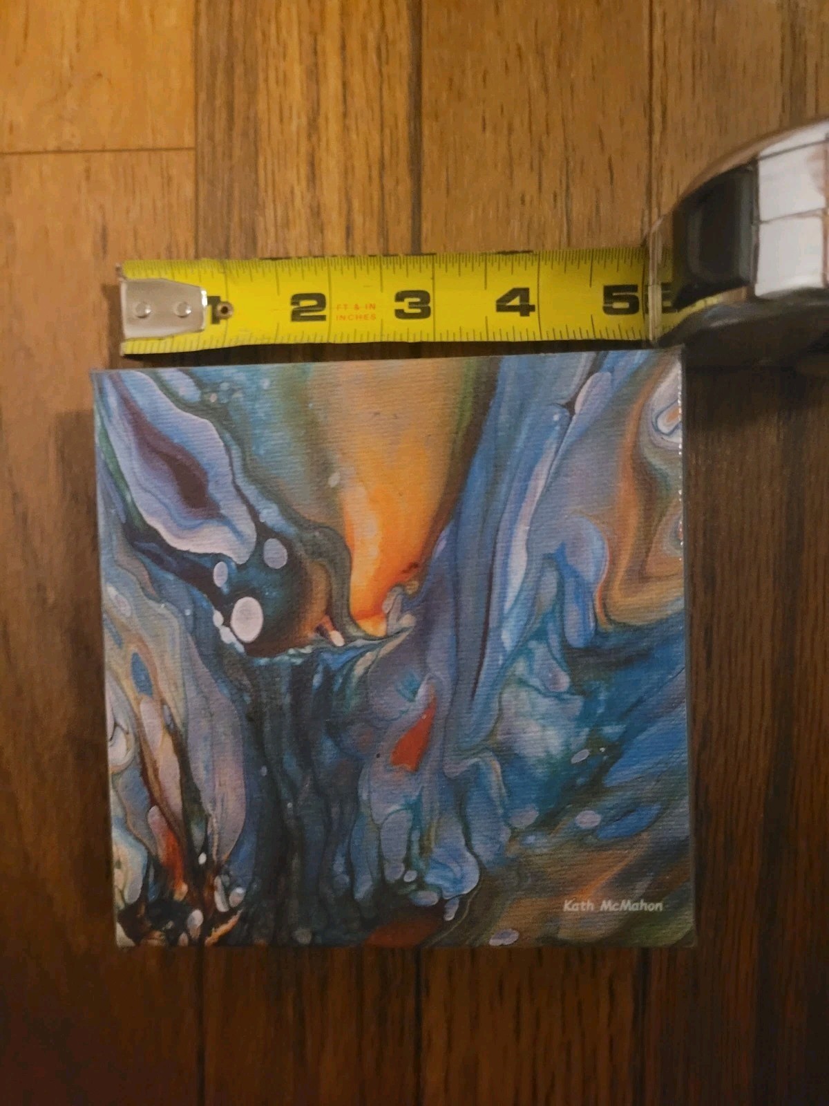 Kath McMahon Original Abstract Acrylic Painting OOAK Canvas Art 5×5 in Signed