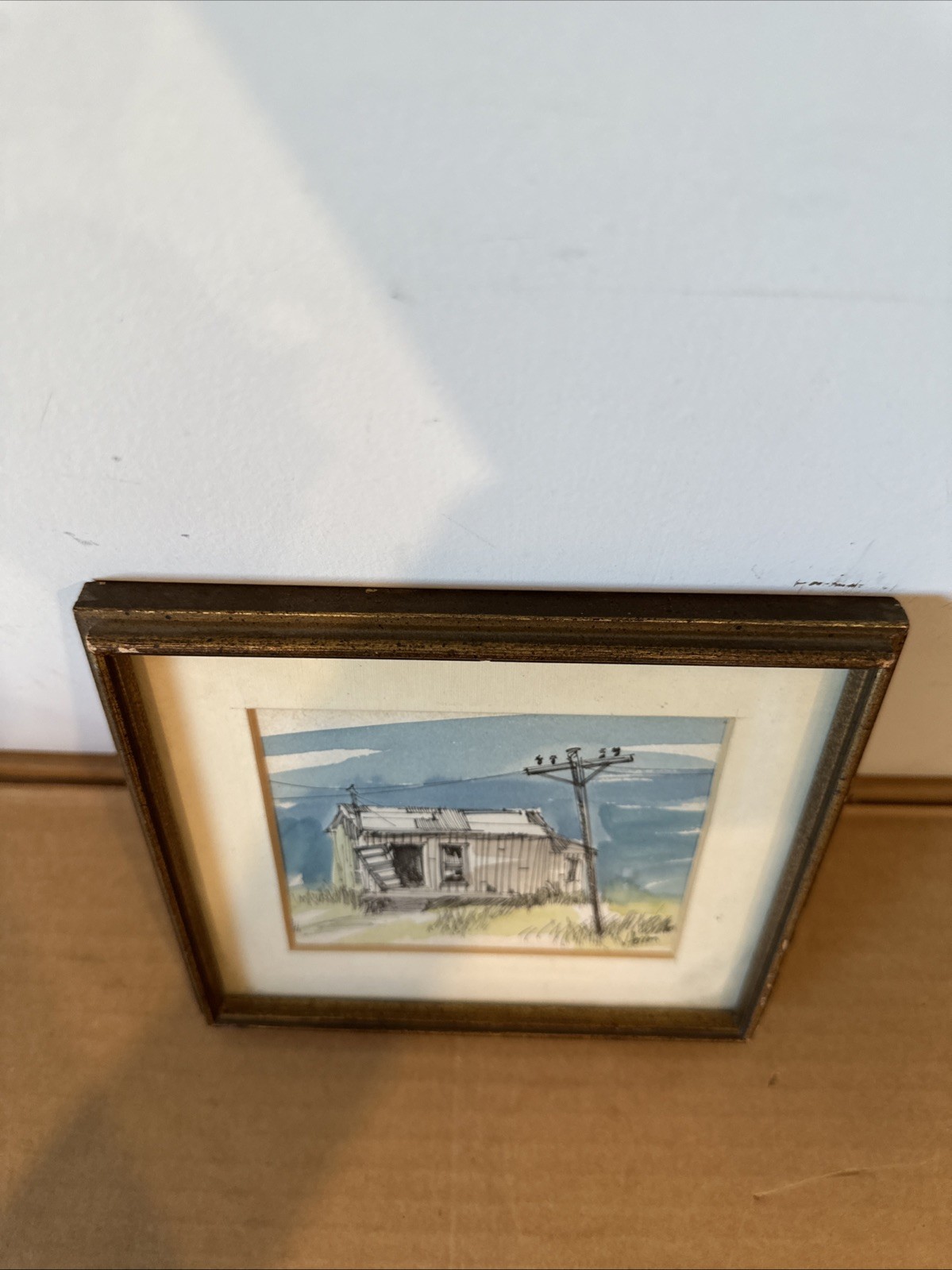 original watercolor painting signed framed vintage Rural Life Miniature