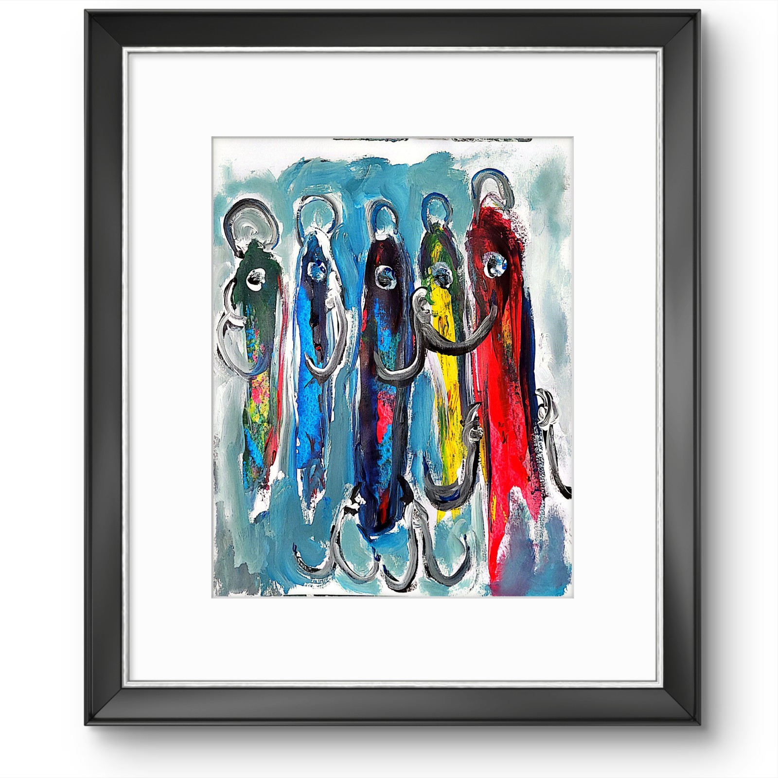 Bait Fish Colorful Neo Expressionist Original Paper Wall Art