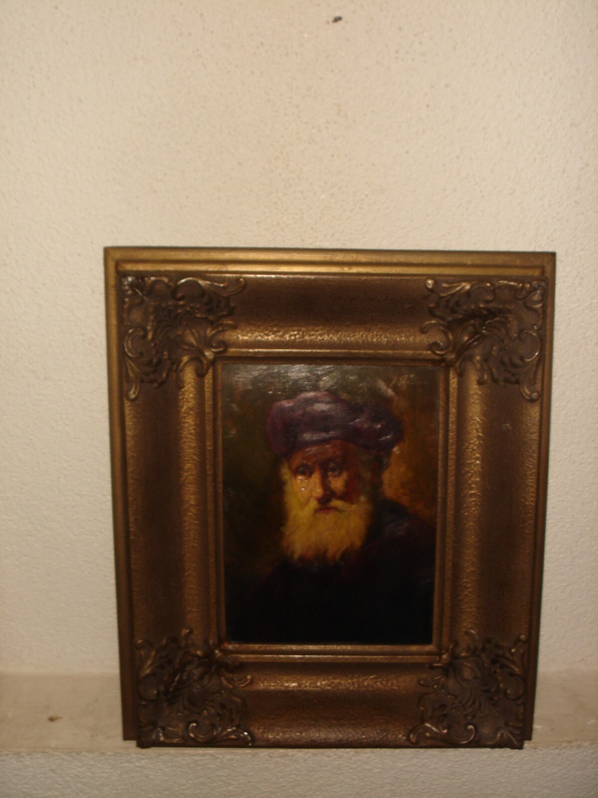 Very old oil painting, { Johannes Theuns, 1877- 1961, The Rabbi – Rembrandt }.