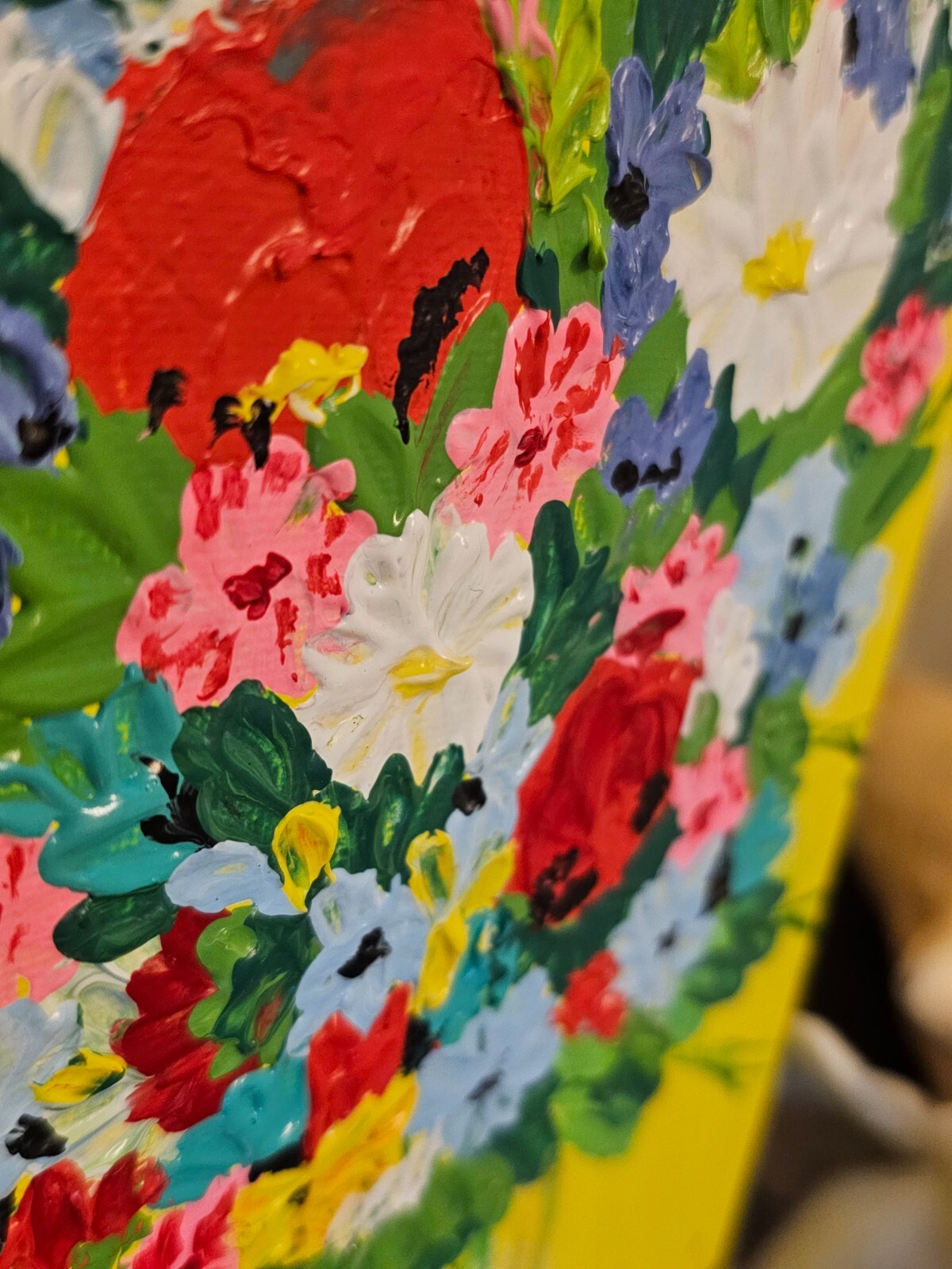 Wildflower Acrylic Painting, Original Flower Art, Summer Flower Bouquet, Garden
