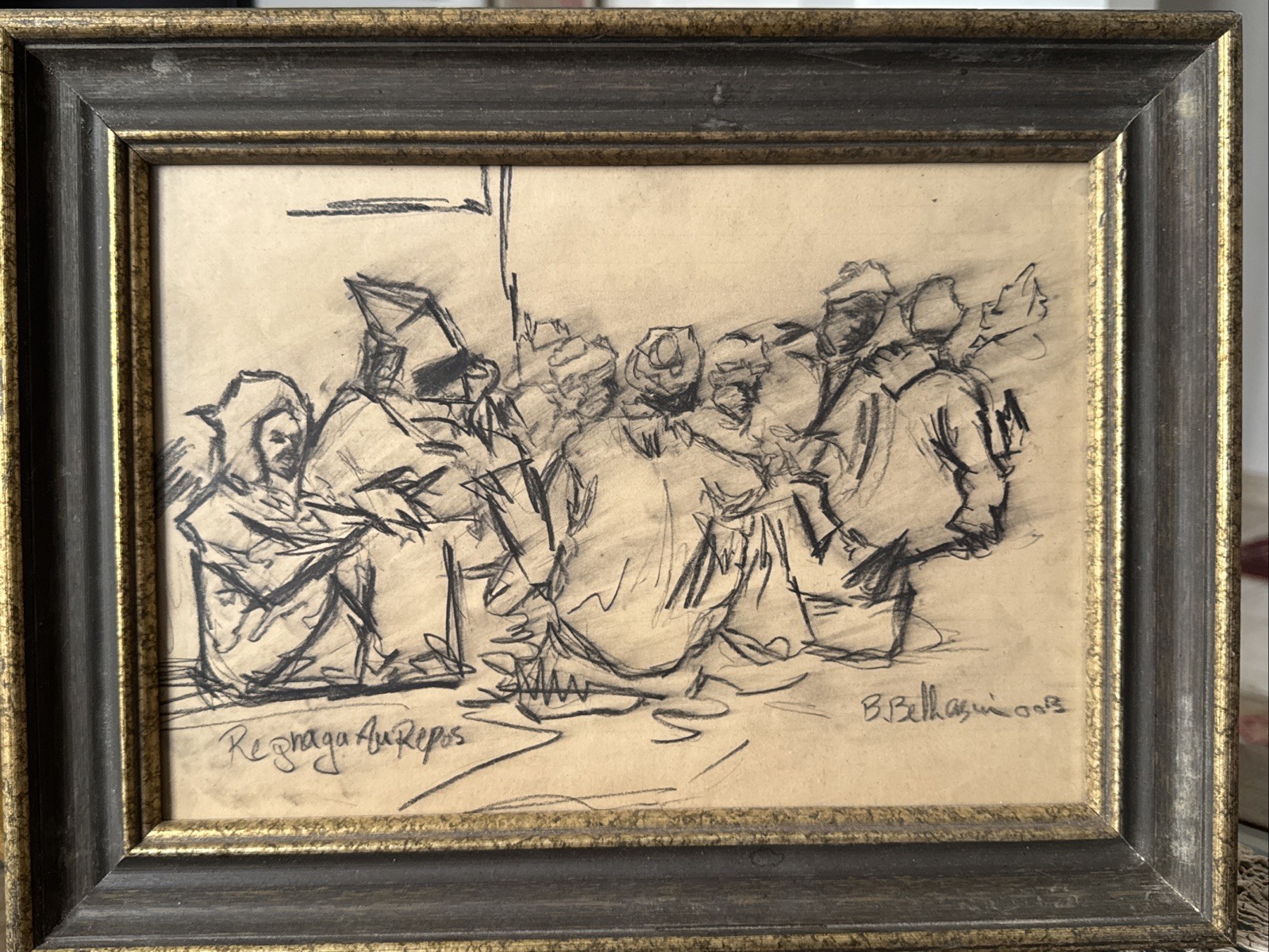 Charcoal Drawing On Smooth Panel , Signed Dated ,rare , Original ,
