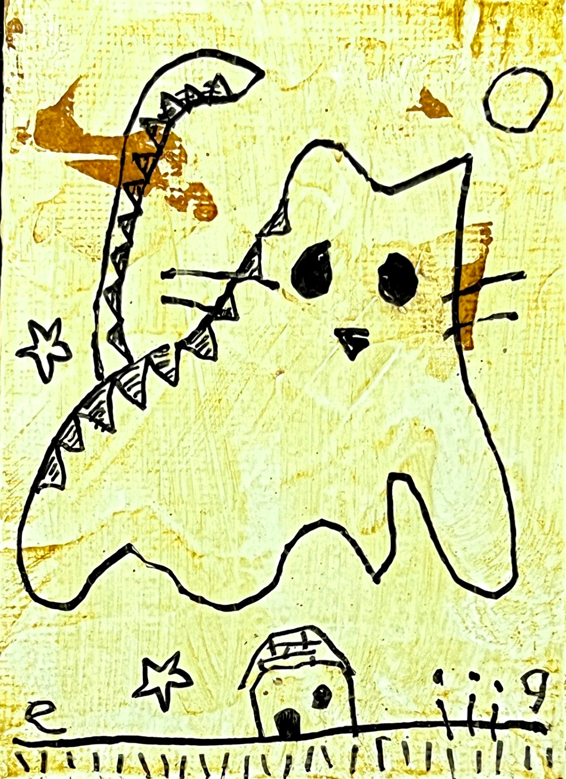 e9Art ACEO: when she saw the beast, she hid first the milk and then the children