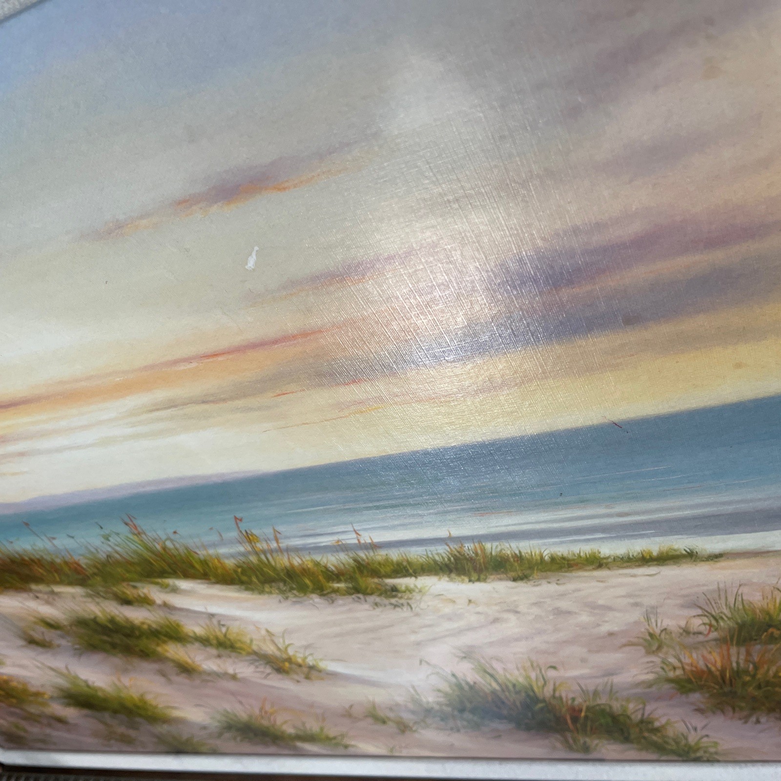 Vintage Coastal Sunset Signed B.Smith Vtg Frame Orig Litho 31″X39″
