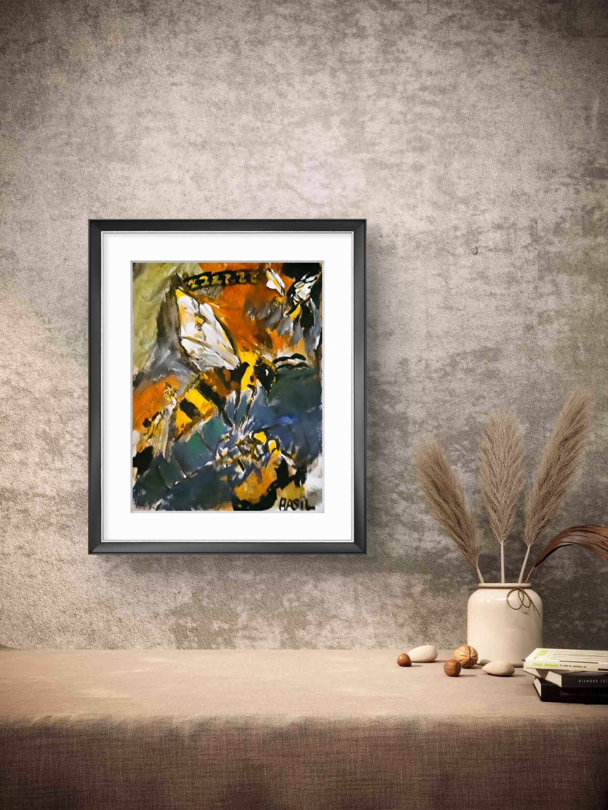 Bee Unique Abstract Expressionism Wall Art Canvas Board 11×14