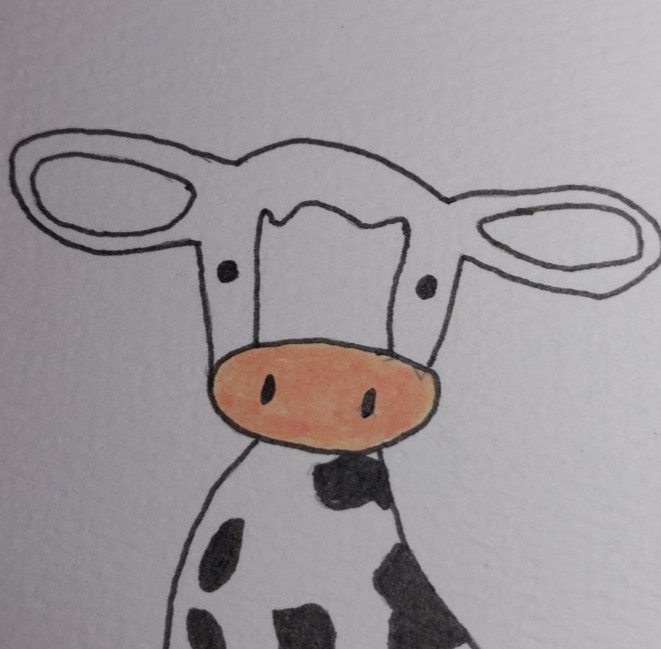 3×3 ORIGINAL PAINTING COW FOLK ART WHIMSICAL STORYBOOK CUTE FARM ANIMALS GAT