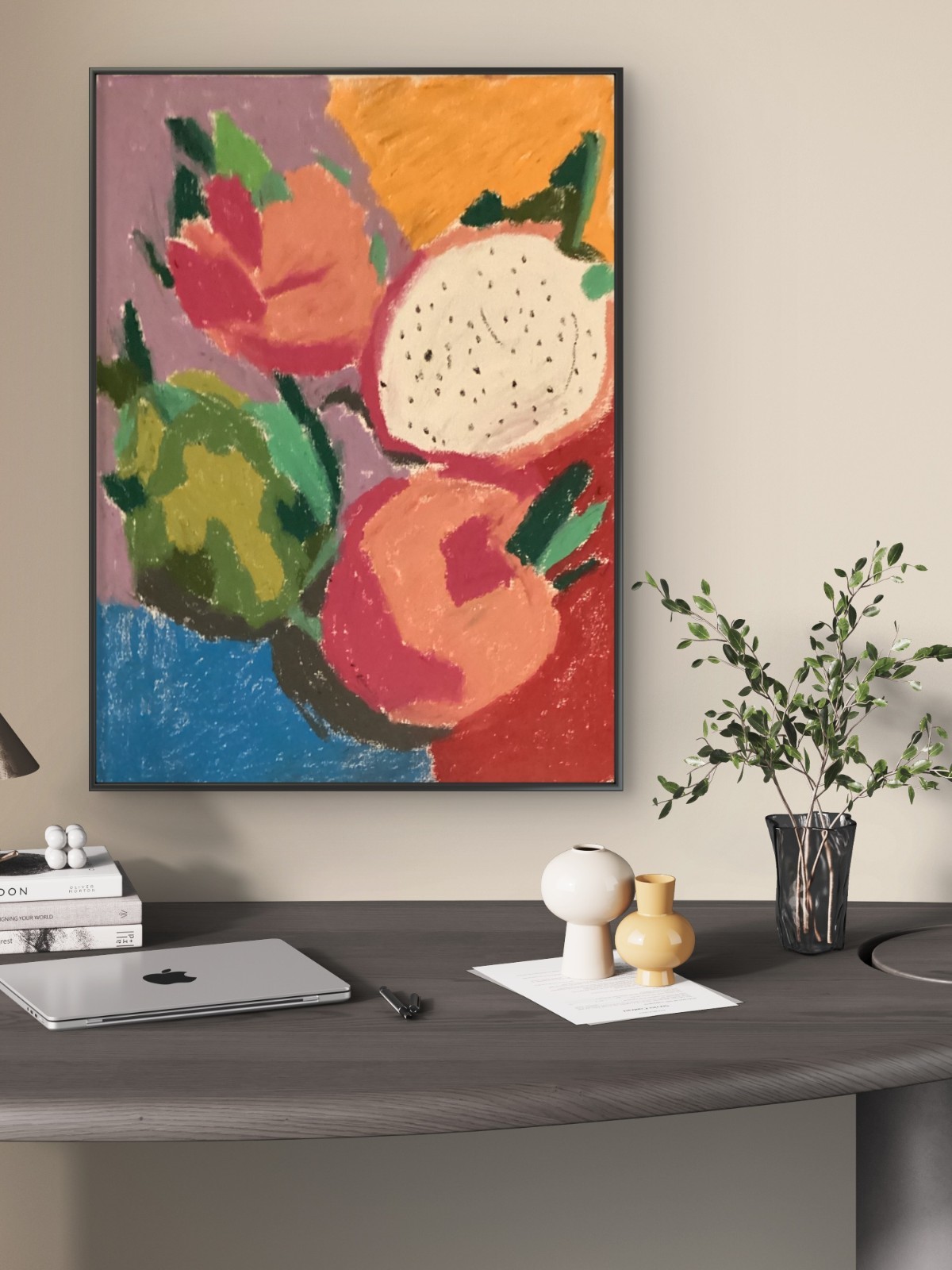 Vibrant Pop Art Inspired Dragon Fruit Rustic Original 11×14 Canvas