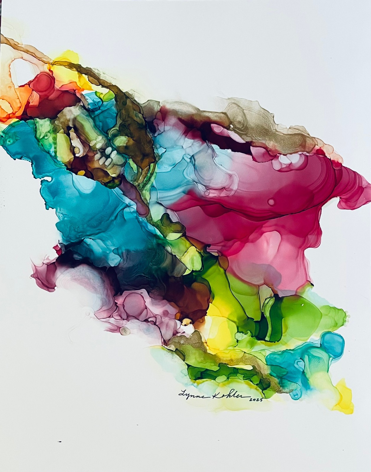 Original Painting 11×14″ abstract colorful red blue by Lynne Kohler