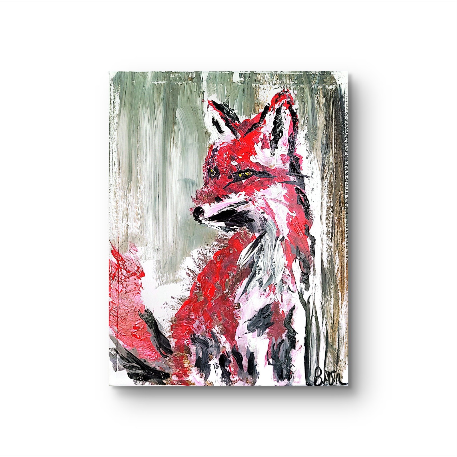 Fox Unique Abstract Expressionism Wall Art Canvas Board 11×14