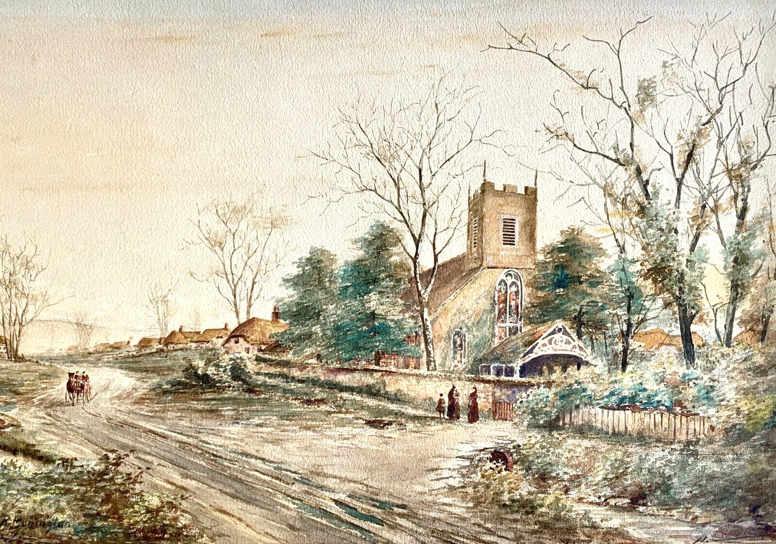 RP BONINGTON Signed Original Early 19th C Watercolor Gouache St Peter’s Church