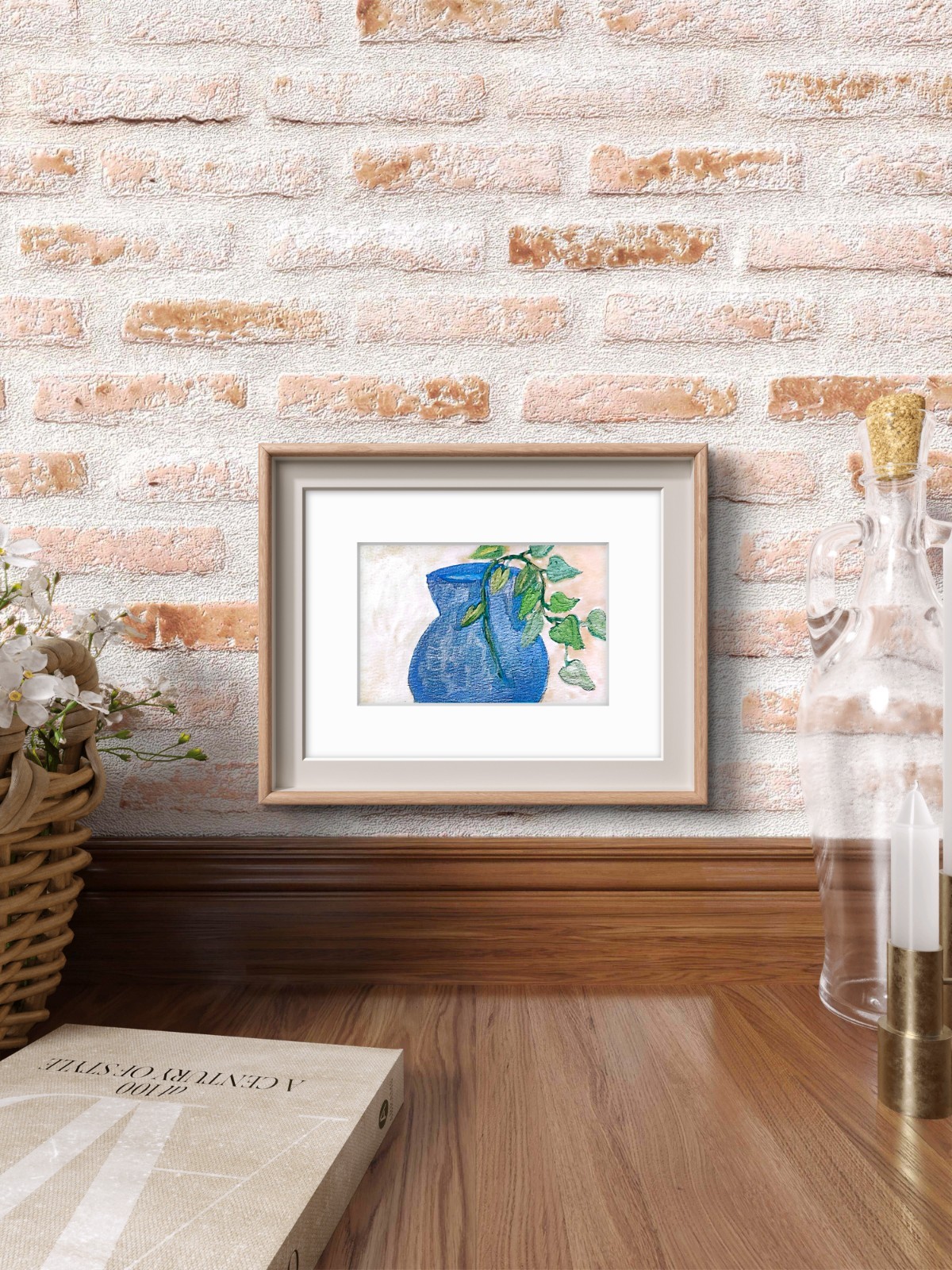 Houseplant In A Blue Pot Abstract Impressionist Original Painting 5×7