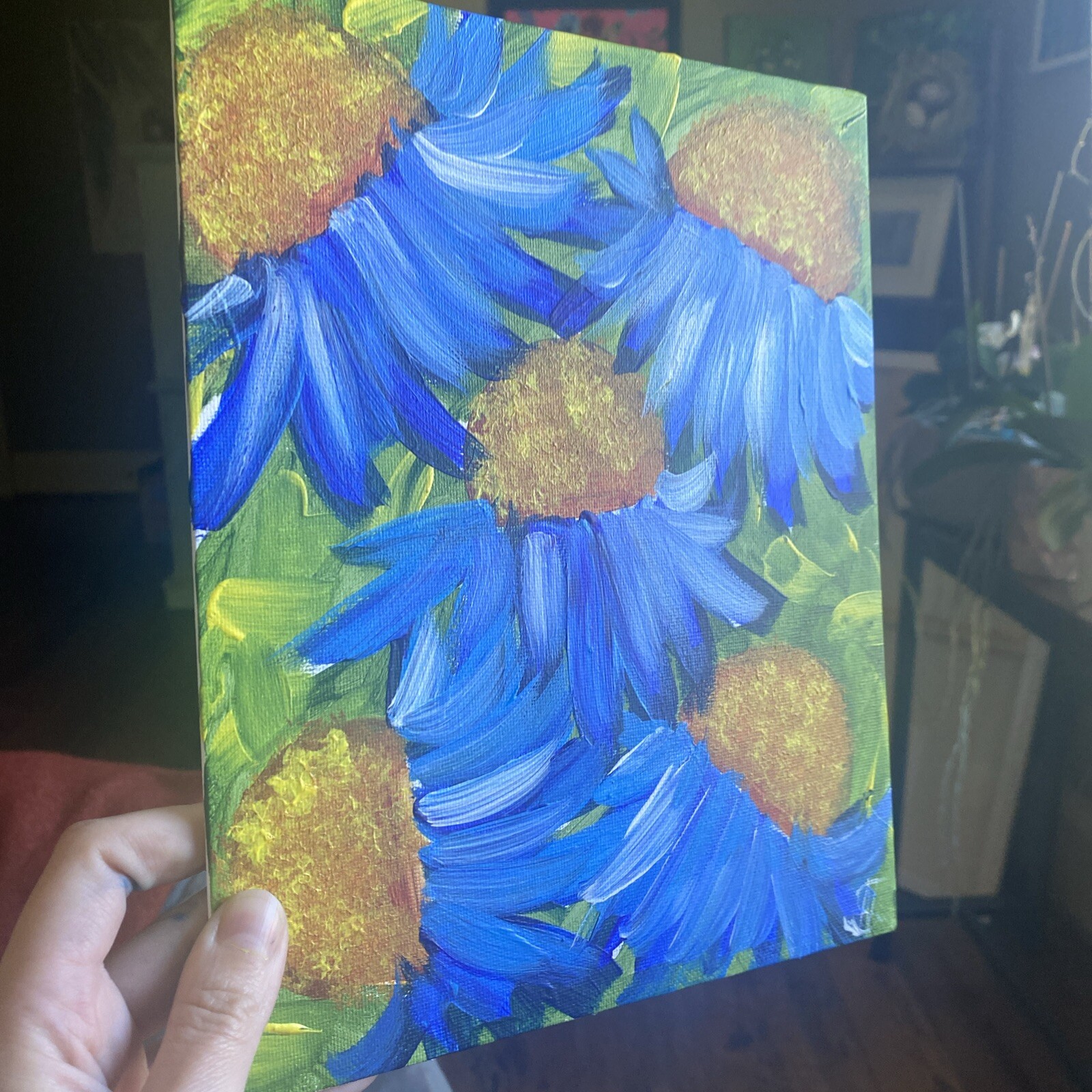 paintings on canvas Panel original 8/10, gift, Abstract Flowers,coneflower