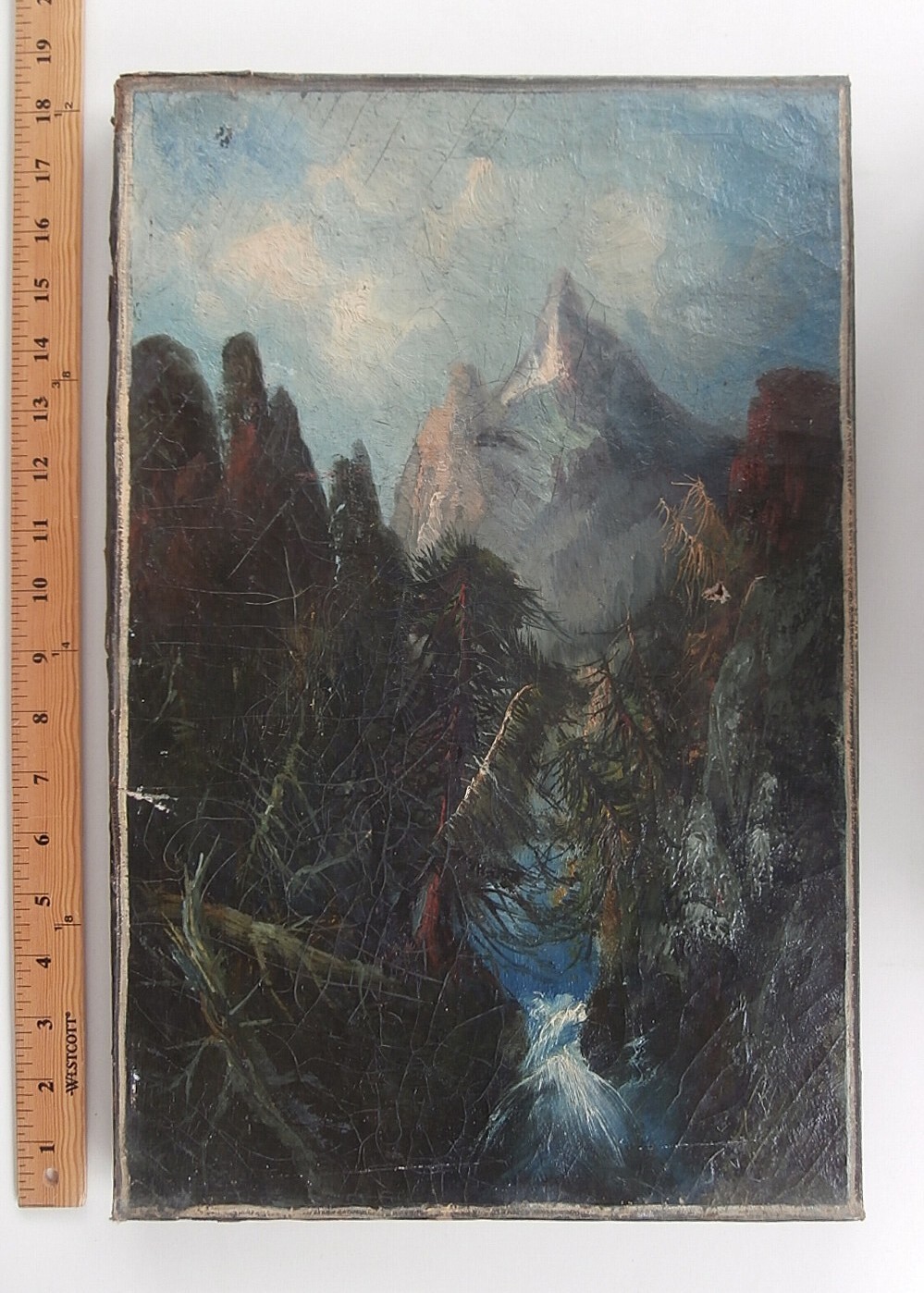 1860s Artist SIGNED «FB» 19th C. PAINTING Frederick Butman ROCKY MOUNTAIN SCHOOL