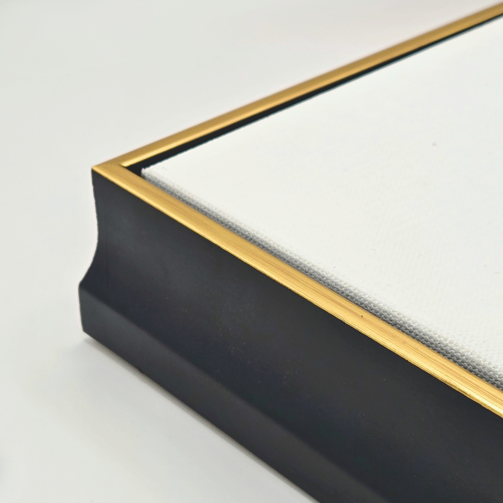 Black Floater Frame with Gold Edge for Canvas 1.5″ – Custom Sizes Available