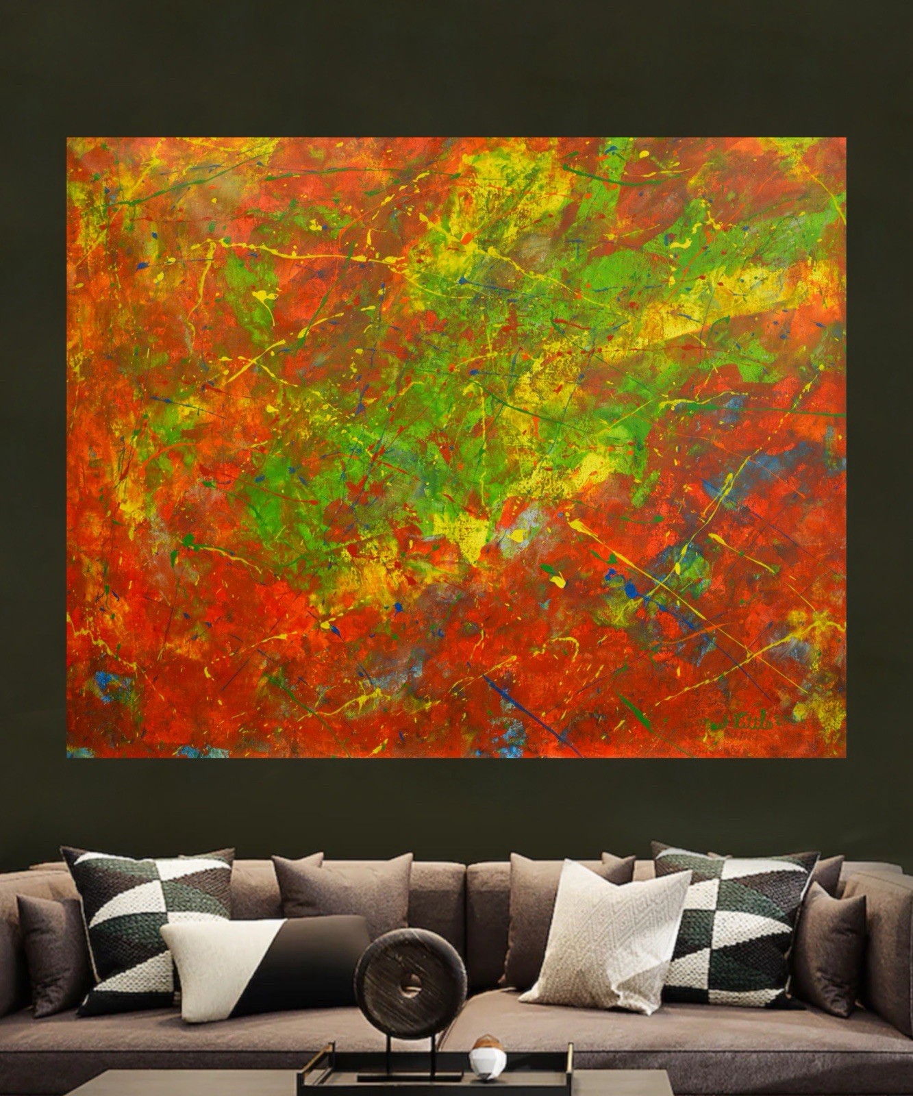 Mark Little Original￼ Giant Canvas Painting 81”X62” (6 Foot 9 inch) Abstract XXL