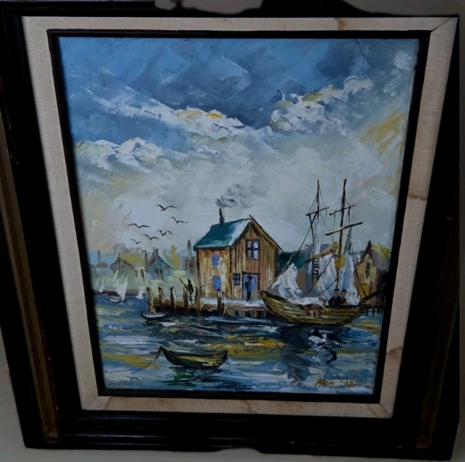 Signed Bernet? Original Oil Painting 23.5X19.5″ Including Frame Art Is 16X11″