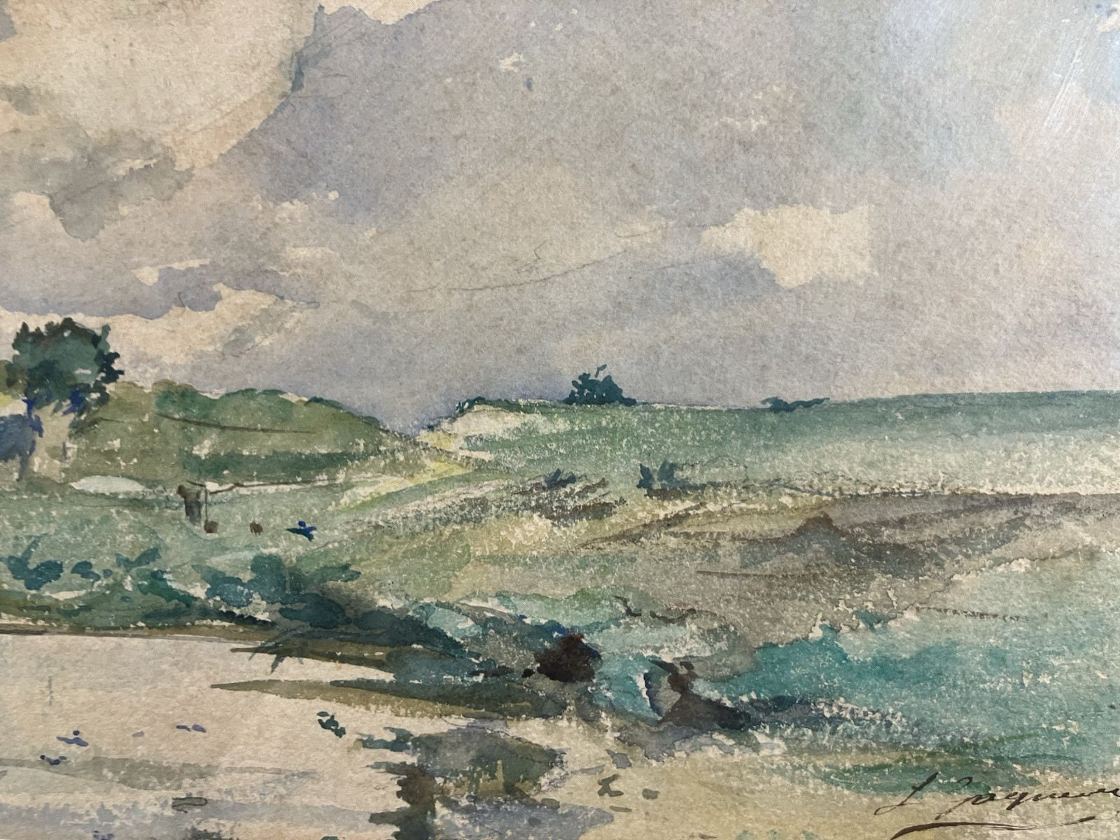 Watercolour Representative Un Landscape Impressionist School French Xixth Signed