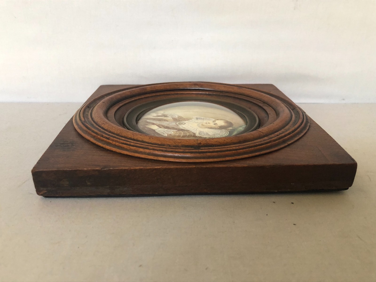 Antique Round Hand Painted and Signed Women’s Portrait in Original Frame.