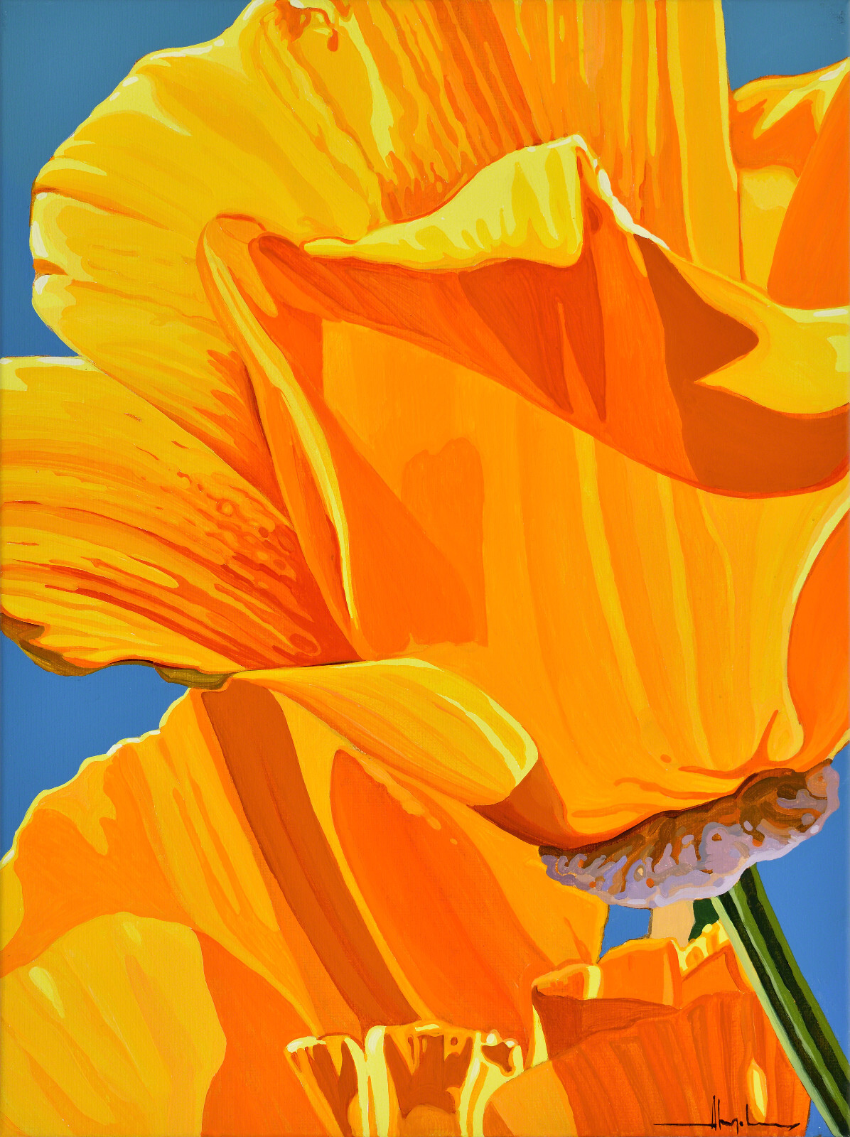 Alex Nizovsky — CALIFORNIAN POPPY #5 — Modern / Pop Art Floral Painting 18″x24″