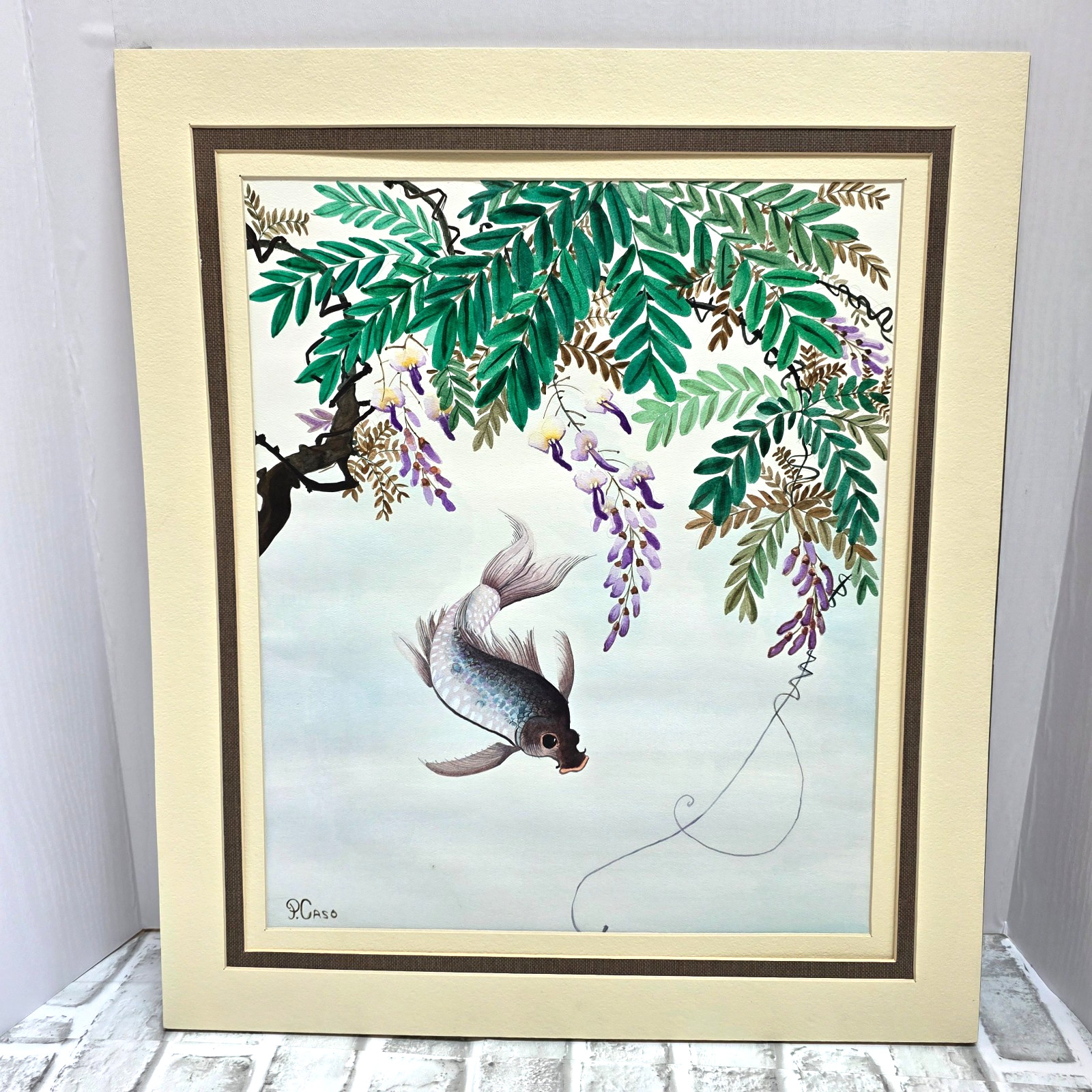 Koi Fish Original Watercolor Painting ORIENTAL ART 20″x23″ Matted, No Frame