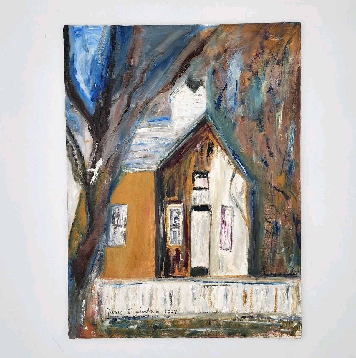 Doris Ingrid Engebretson Original Oil Painting Signed 2007 Expressionist House