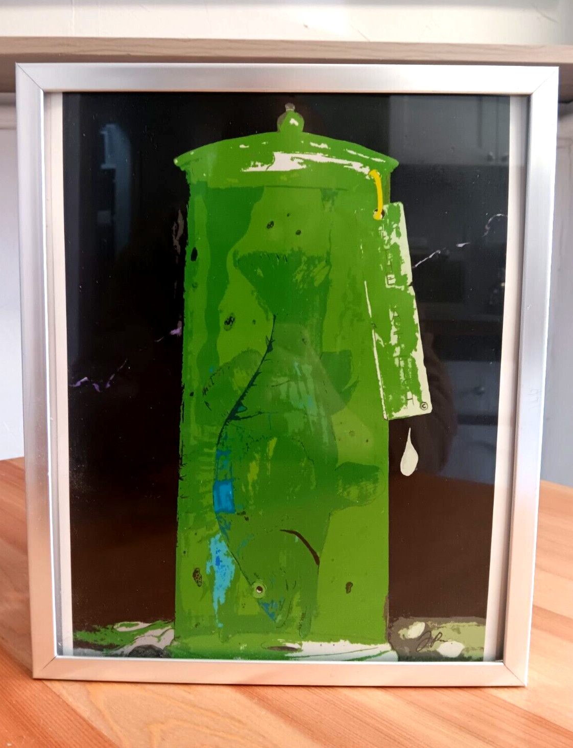 Original Art Print «The Last Fish» Glossy Paper Framed By Artist 11.5 x 9.5