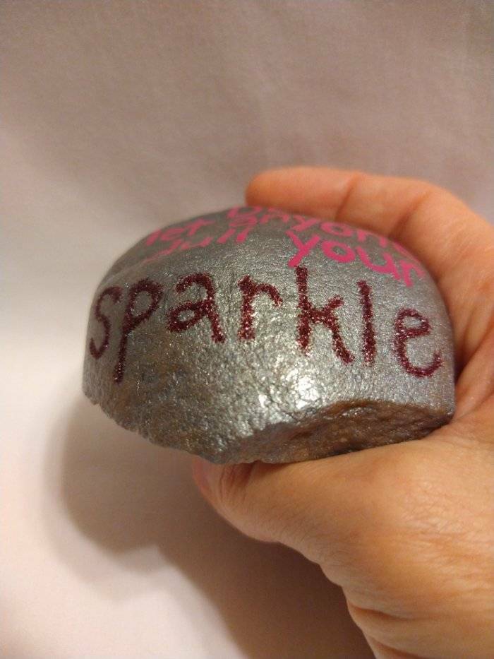 Hand Painted Rock Art Don’t Let Anyone Dull Your Sparkle Glitter Stone Painting