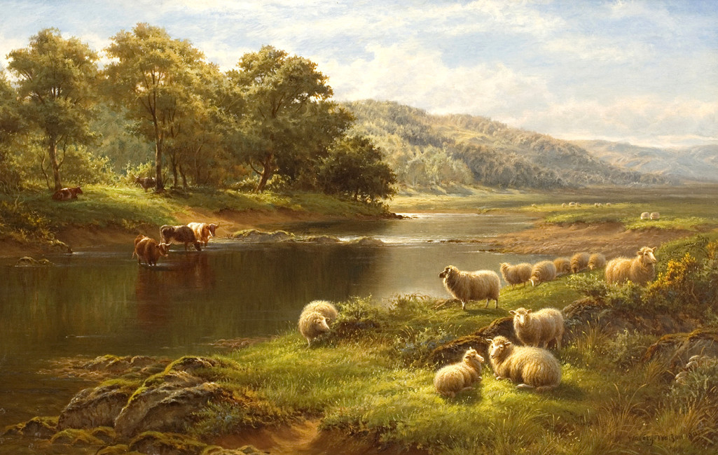 painting Giclee Oil ainting art Classical landscae ainting cow and sheep Printed