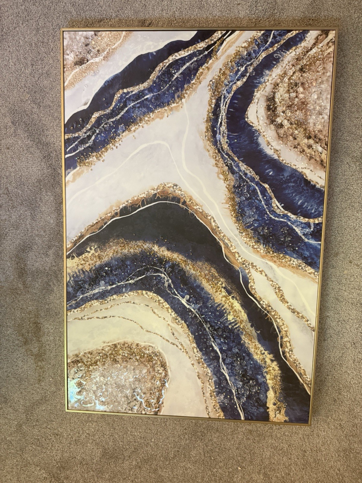 Peacock Blue Geode Resin Wall Art