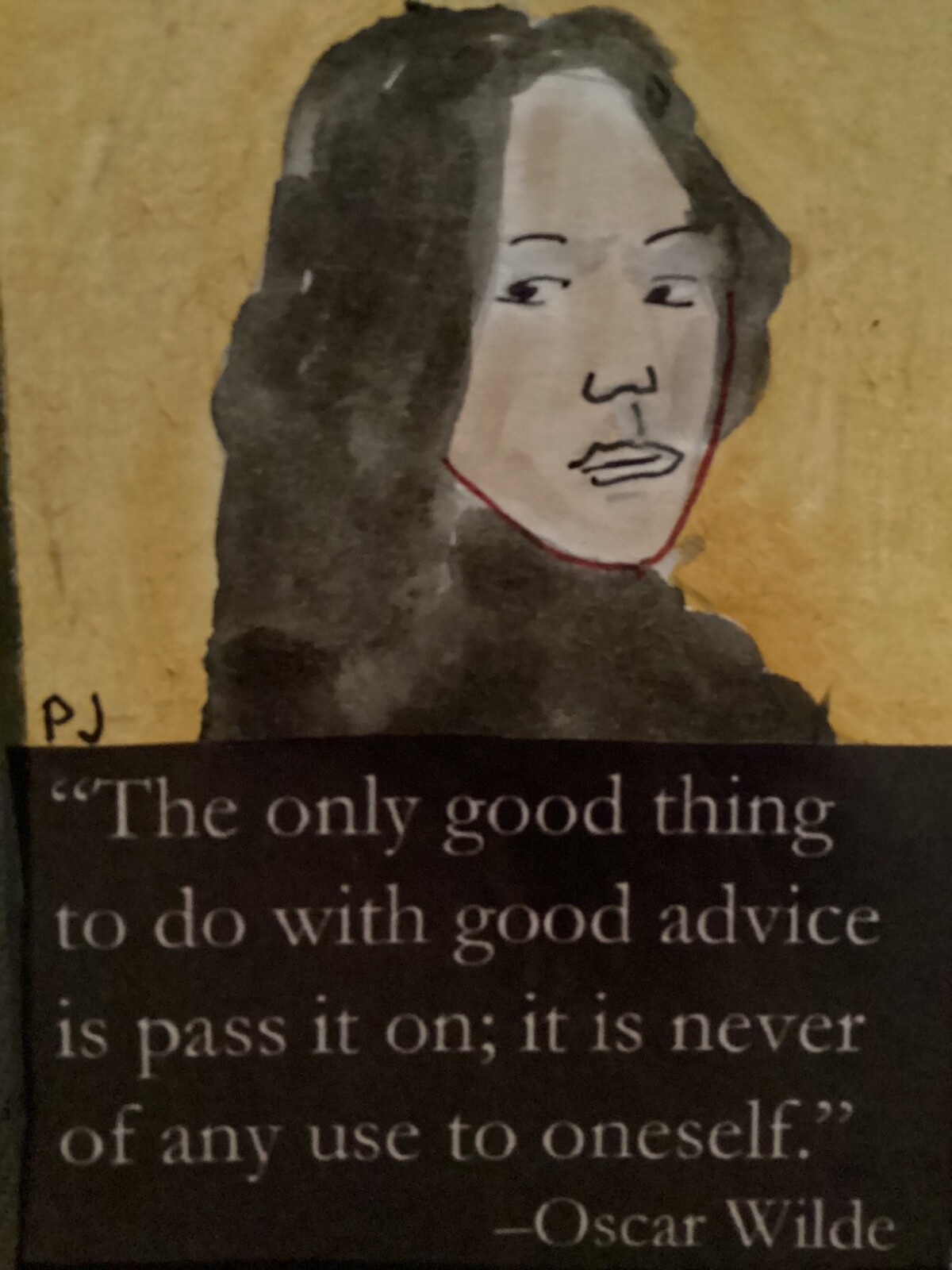 2.5 x 3.5 inches, ACEO watercolor by PJ, title: Oscar Wilde