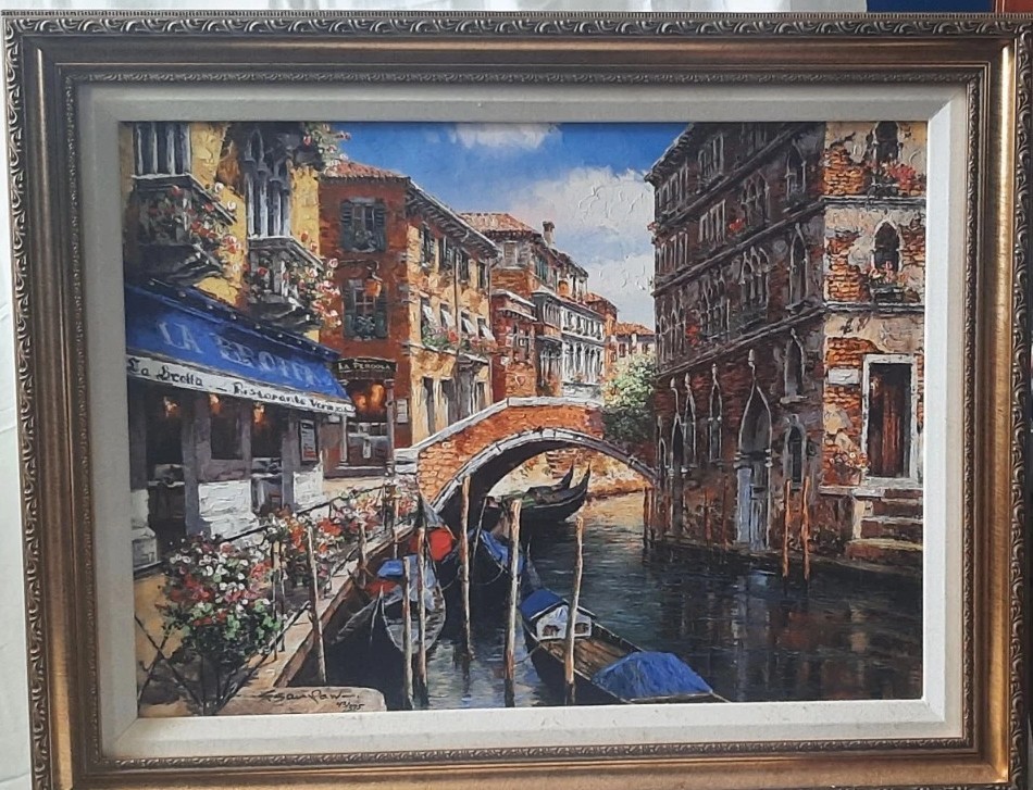 SAM PARK «Venetian Vista» Signed Numbered Limited Edition Giclee Canvass Framed