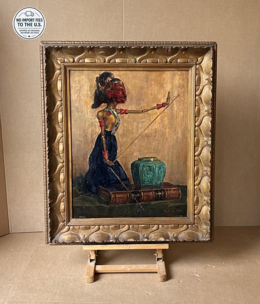 Pros de Wit (Belgian, 1860) Still-life. Cabinet of Curiosities. Dated 1932. COA.