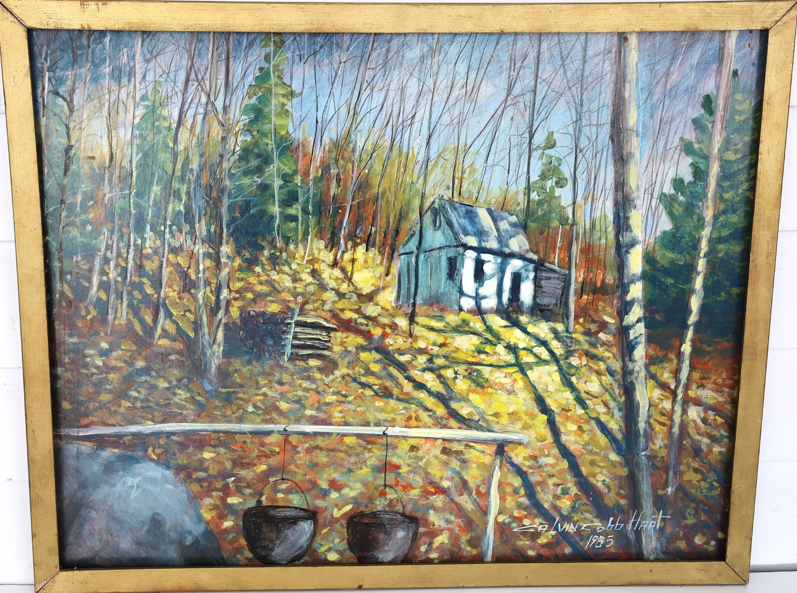 Calvin Cobb Hart, 1932-2014 New Jersey Oil on Board Painting «Pot Luck»