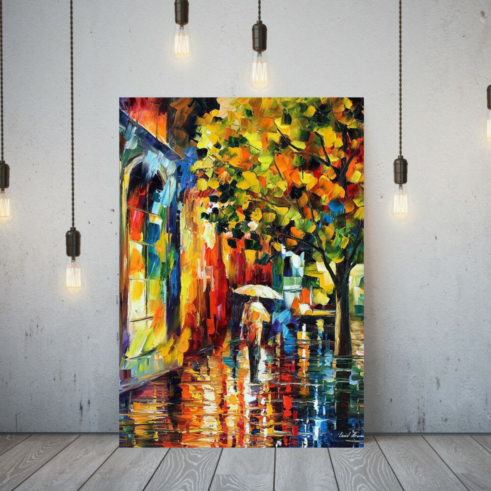 Leonid Afremov SUMMER NIGHT RAIN 24″x30″ LIMITED EDITION GICLEE ORIGINAL